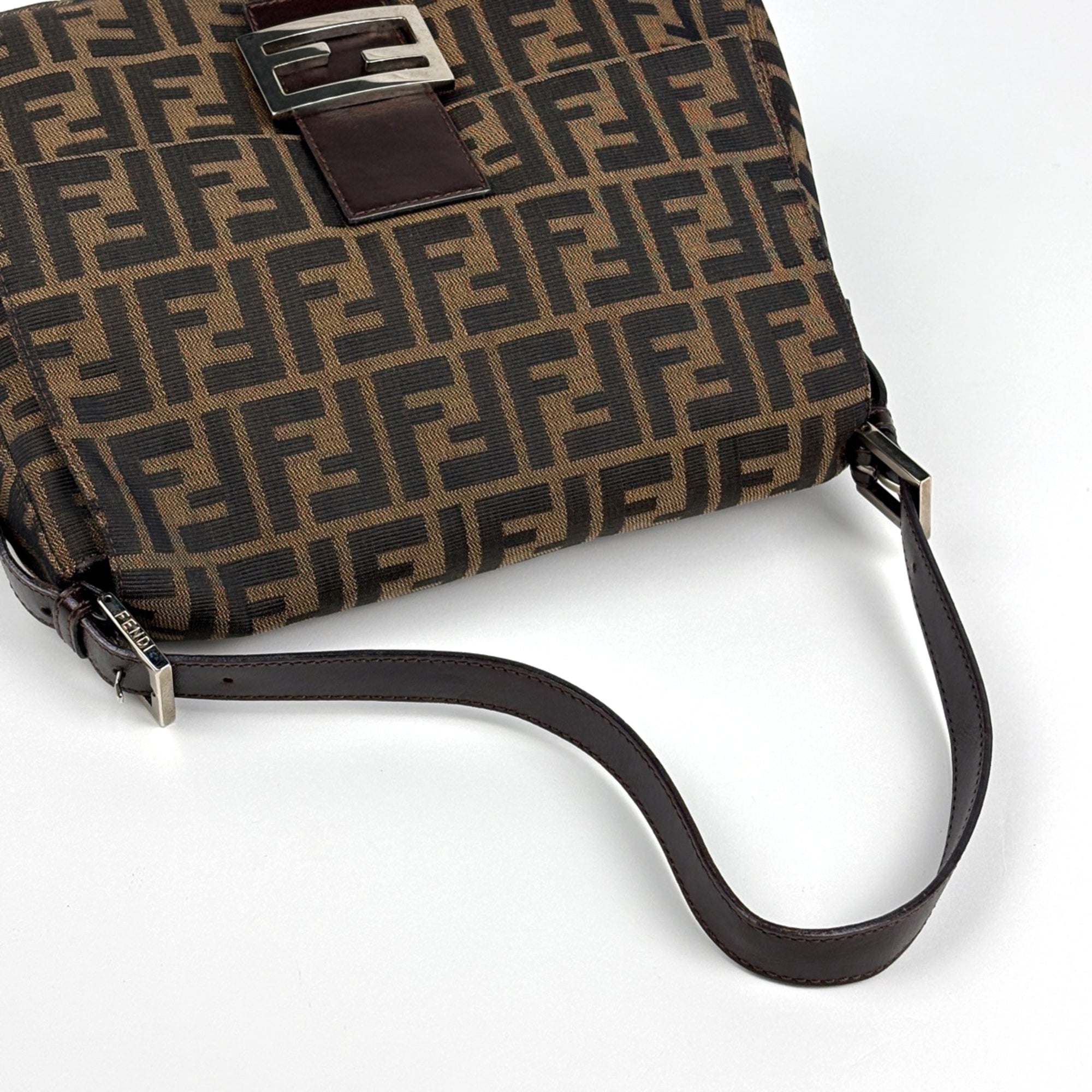 Fendi Brown Canvas Leather Shoulder Bag (Pre-Owned)