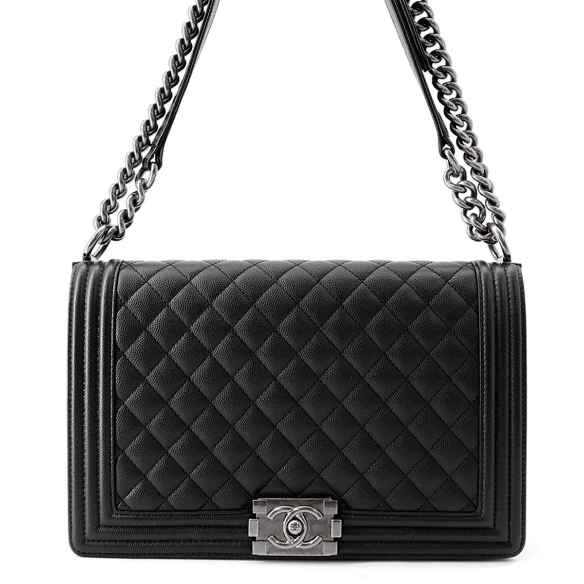 Chanel Black Grained Calfskin Shoulder Bag (Pre-Owned)