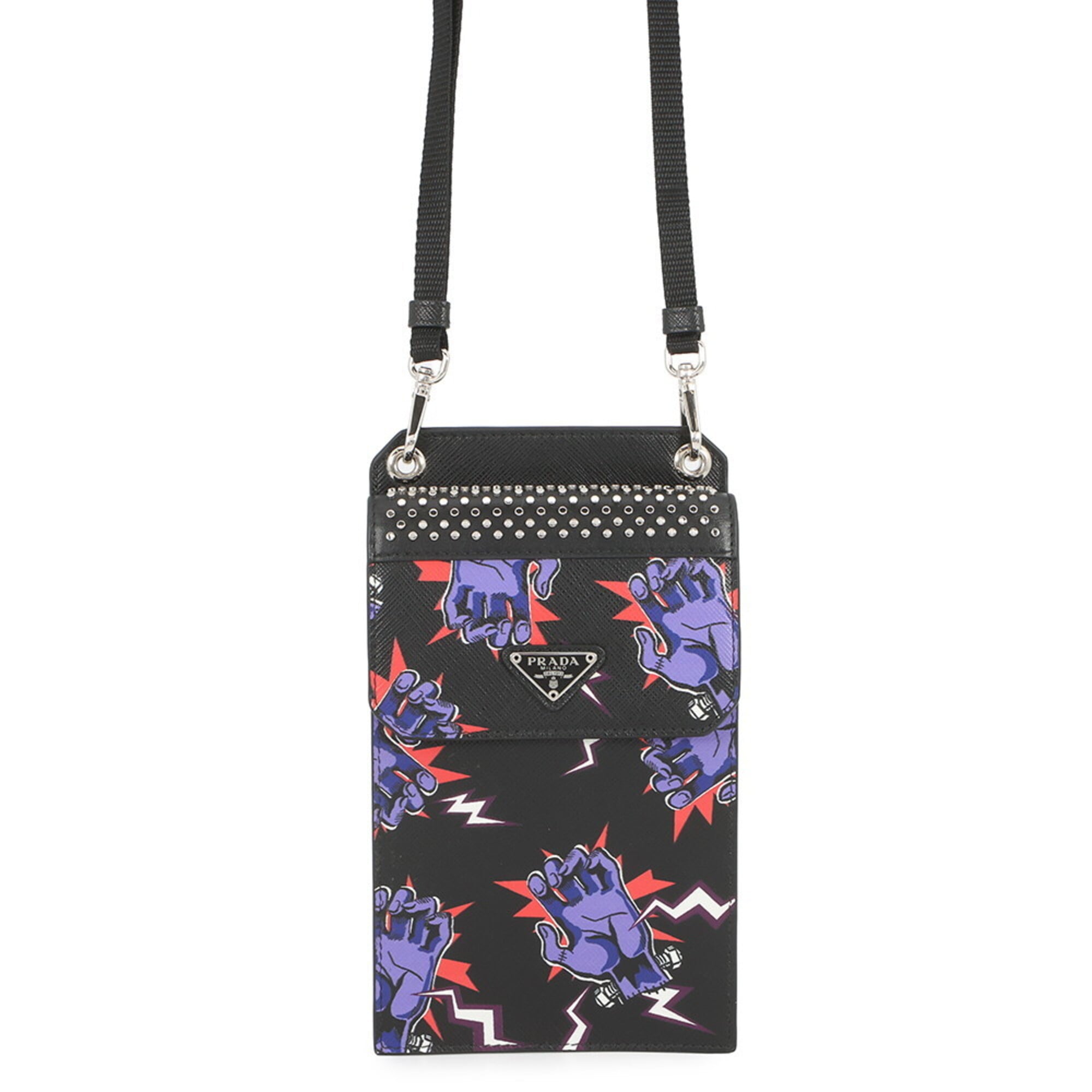 Prada Black Purple Saffiano Handbag (Pre-Owned)