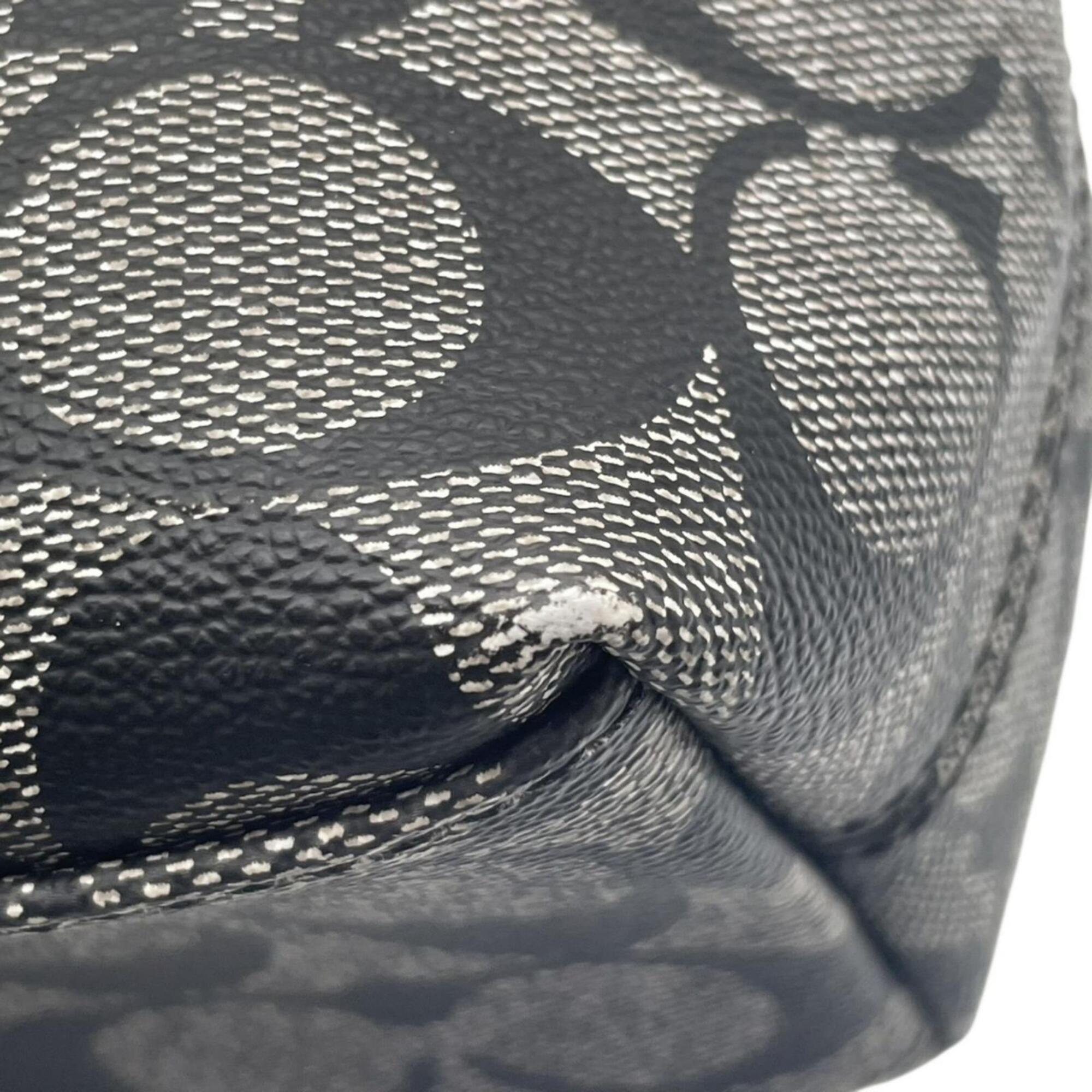 Coach Black Gray Pvc Leather Handbag Pouch (Pre-Owned)