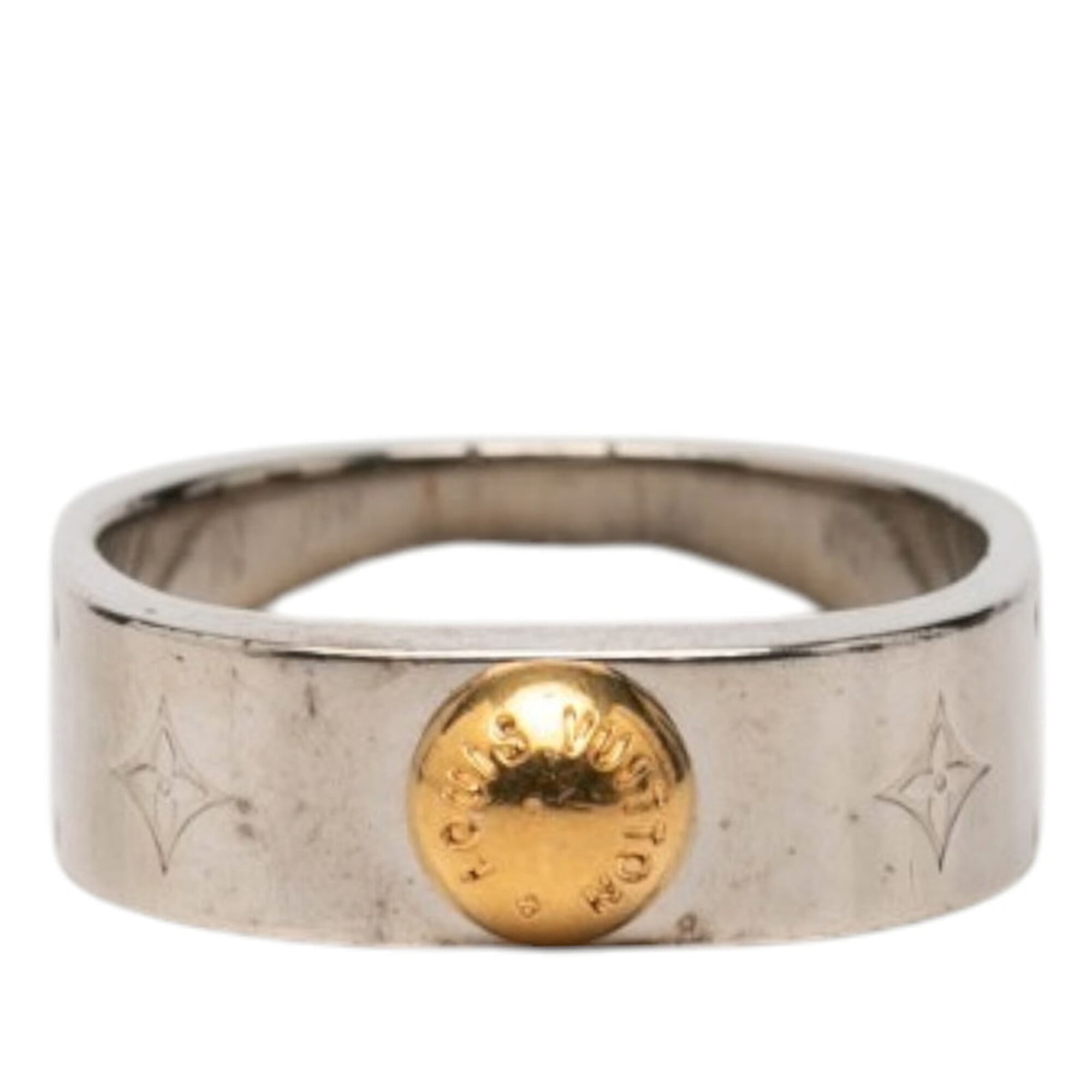 Louis Vuitton Gold Silver Metal Band Ring (Pre-Owned)