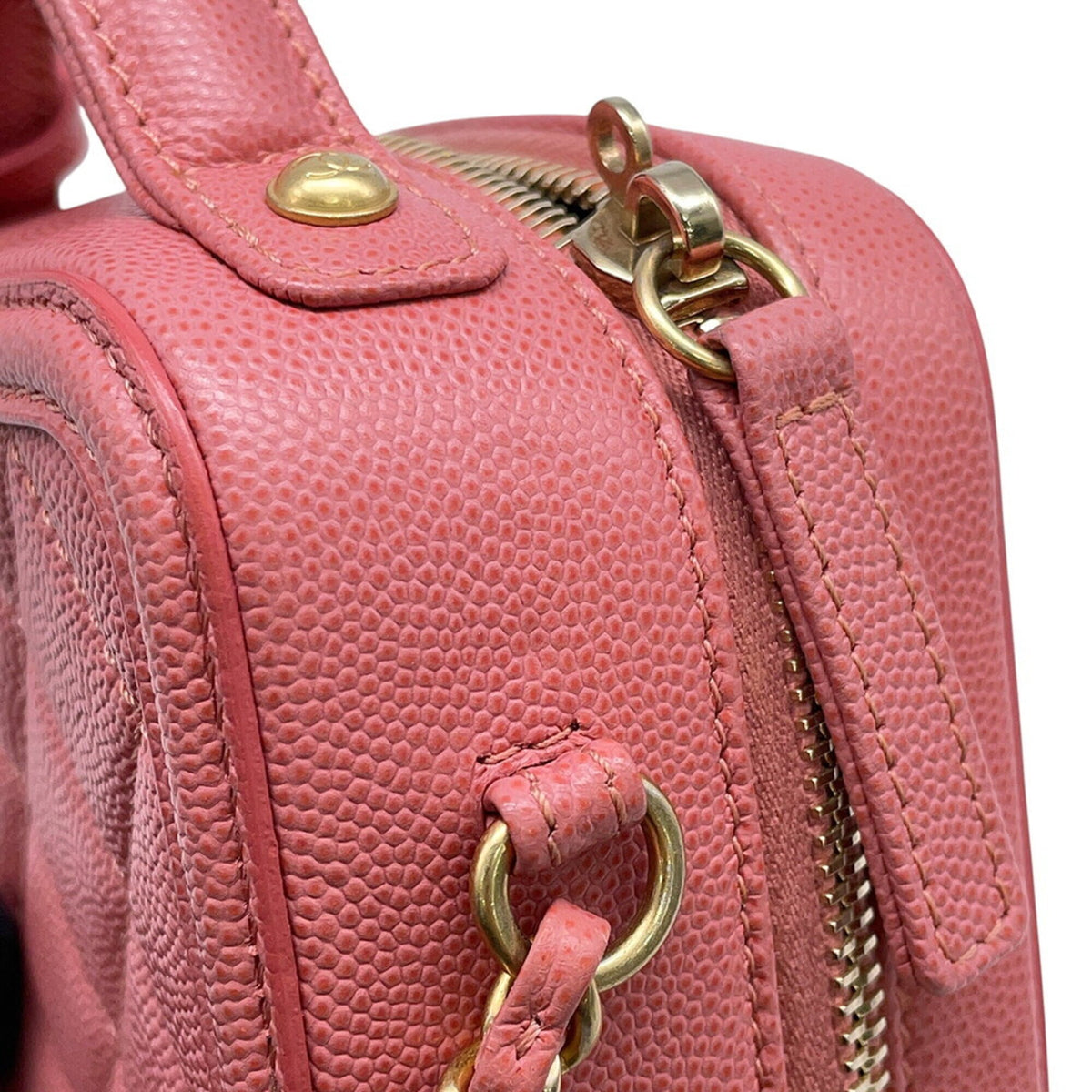 Chanel Pink Grained Calfskin Handbag Shoulder Bag Vanity Bag (Pre-Owned)