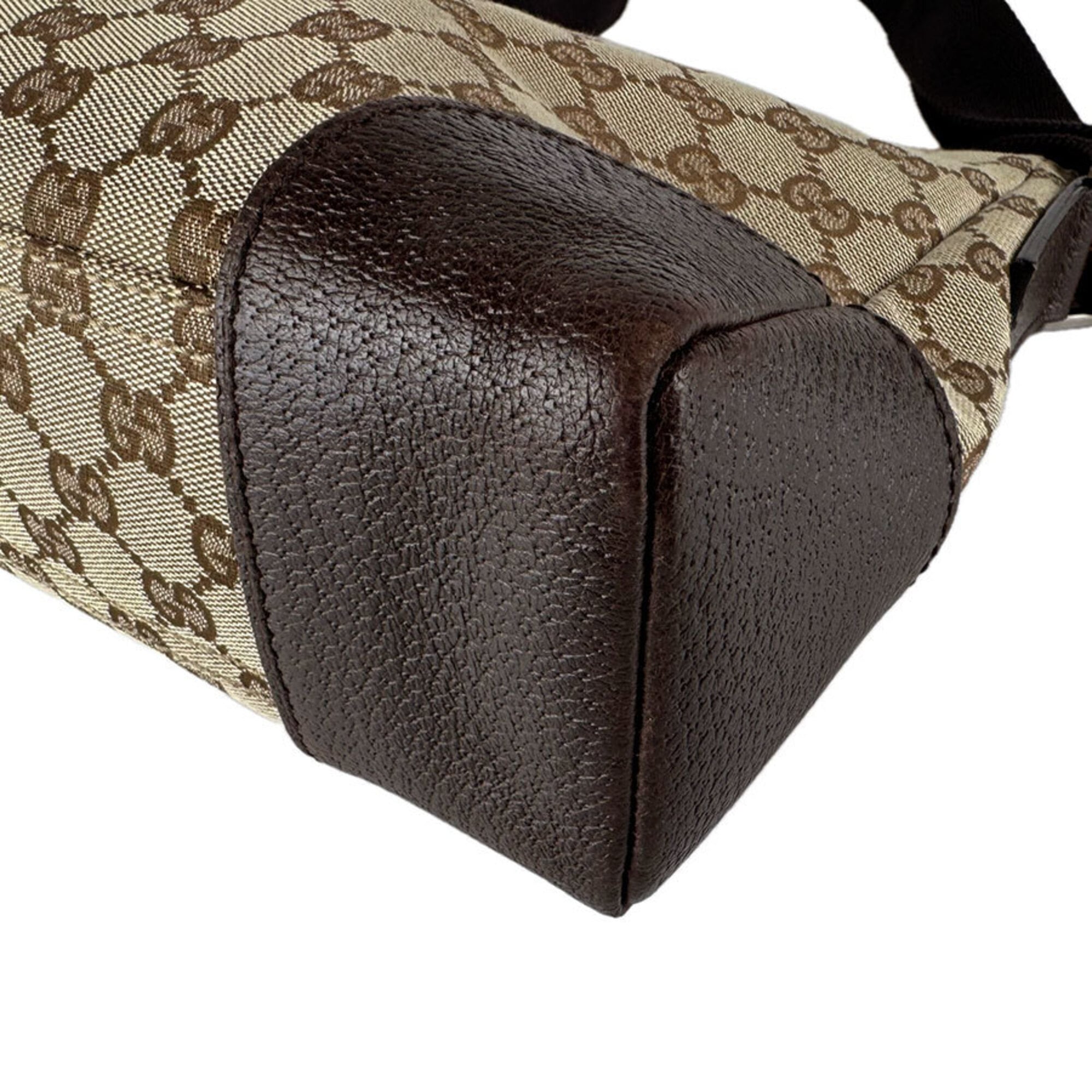 Gucci Brown Brown Gg Gg Canvas Leather Shoulder Bag (Pre-Owned)