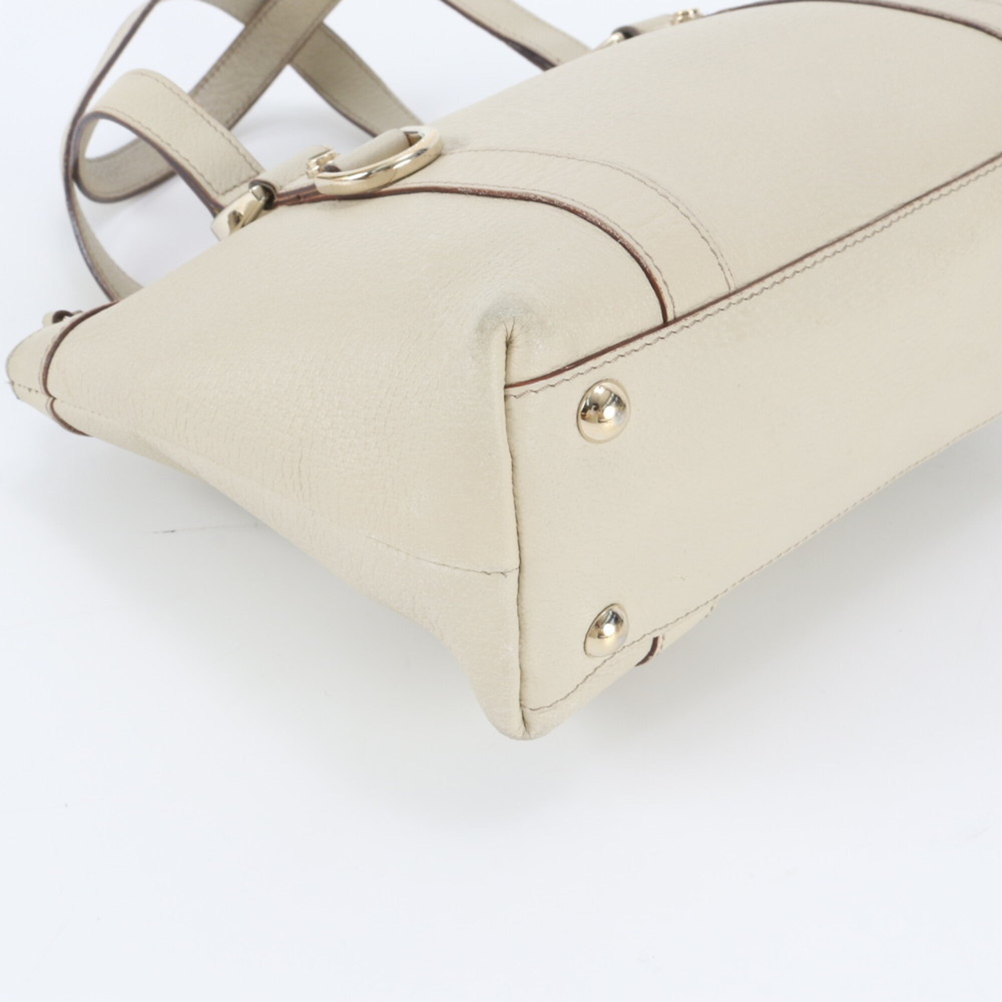 Gucci Ivory Leather Handbag Tote Bag (Pre-Owned)