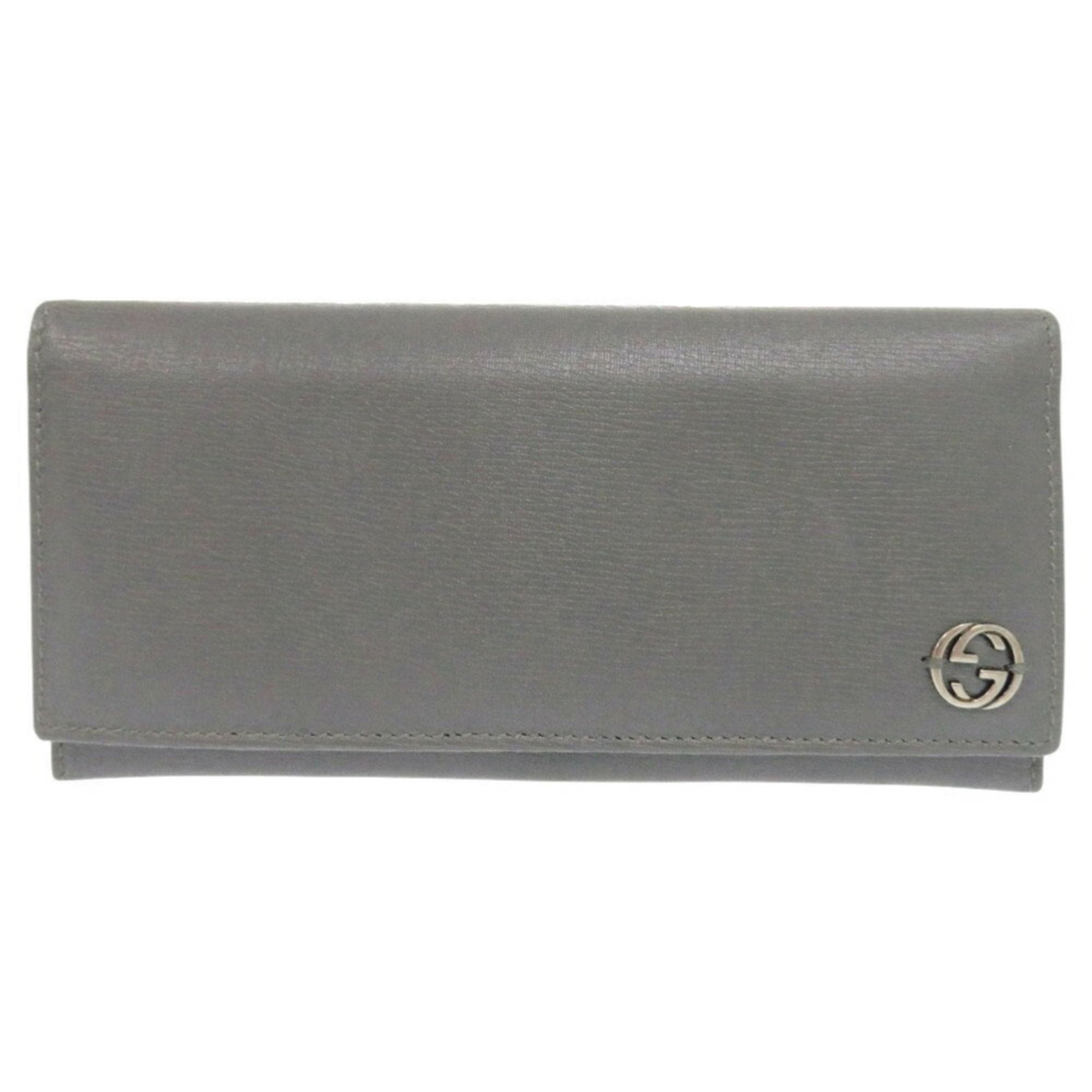 Gucci Gray Leather Long Wallet (Bi-Fold) (Pre-Owned)