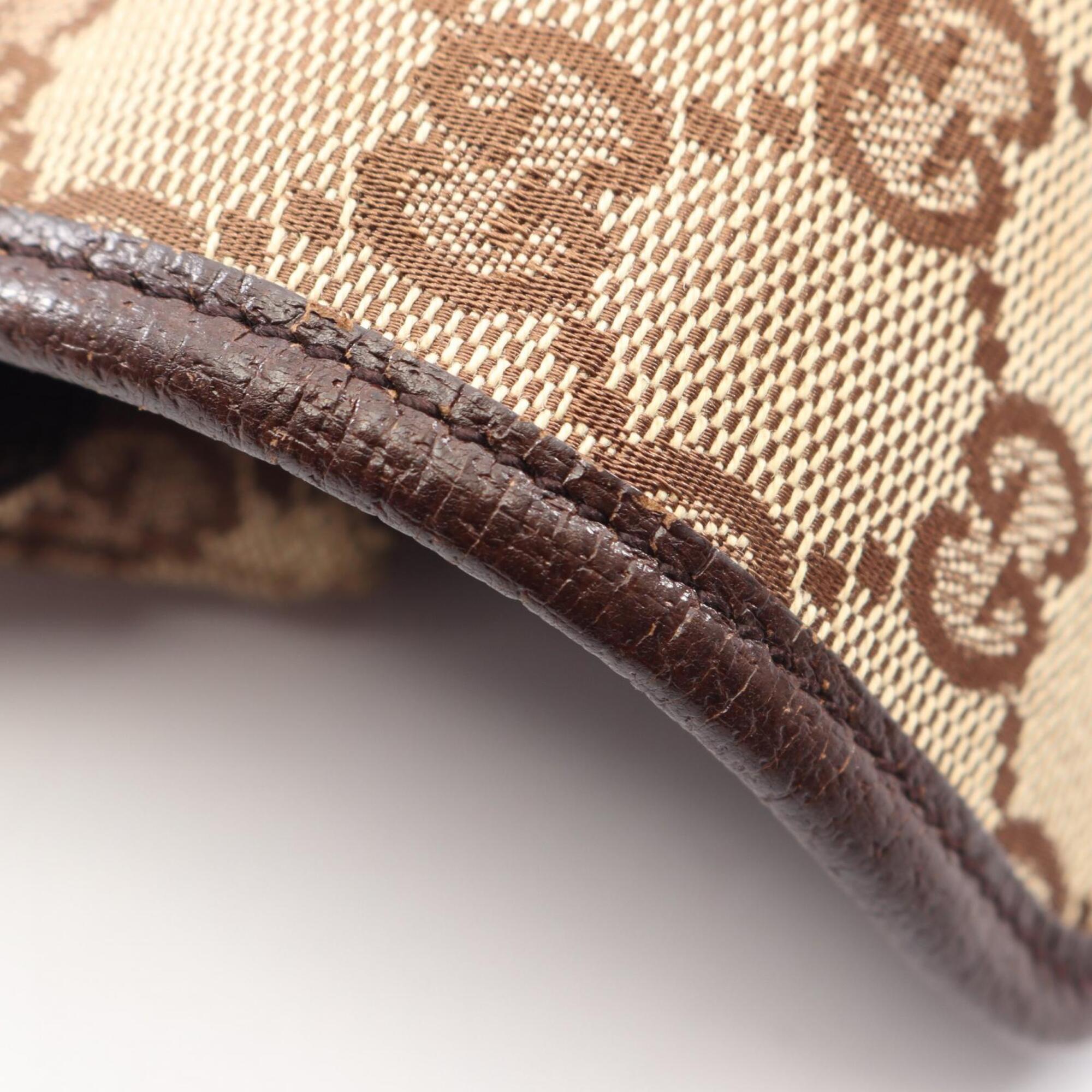 Gucci Beige Brown Canvas Leather Fanny Pack Handbag (Pre-Owned)