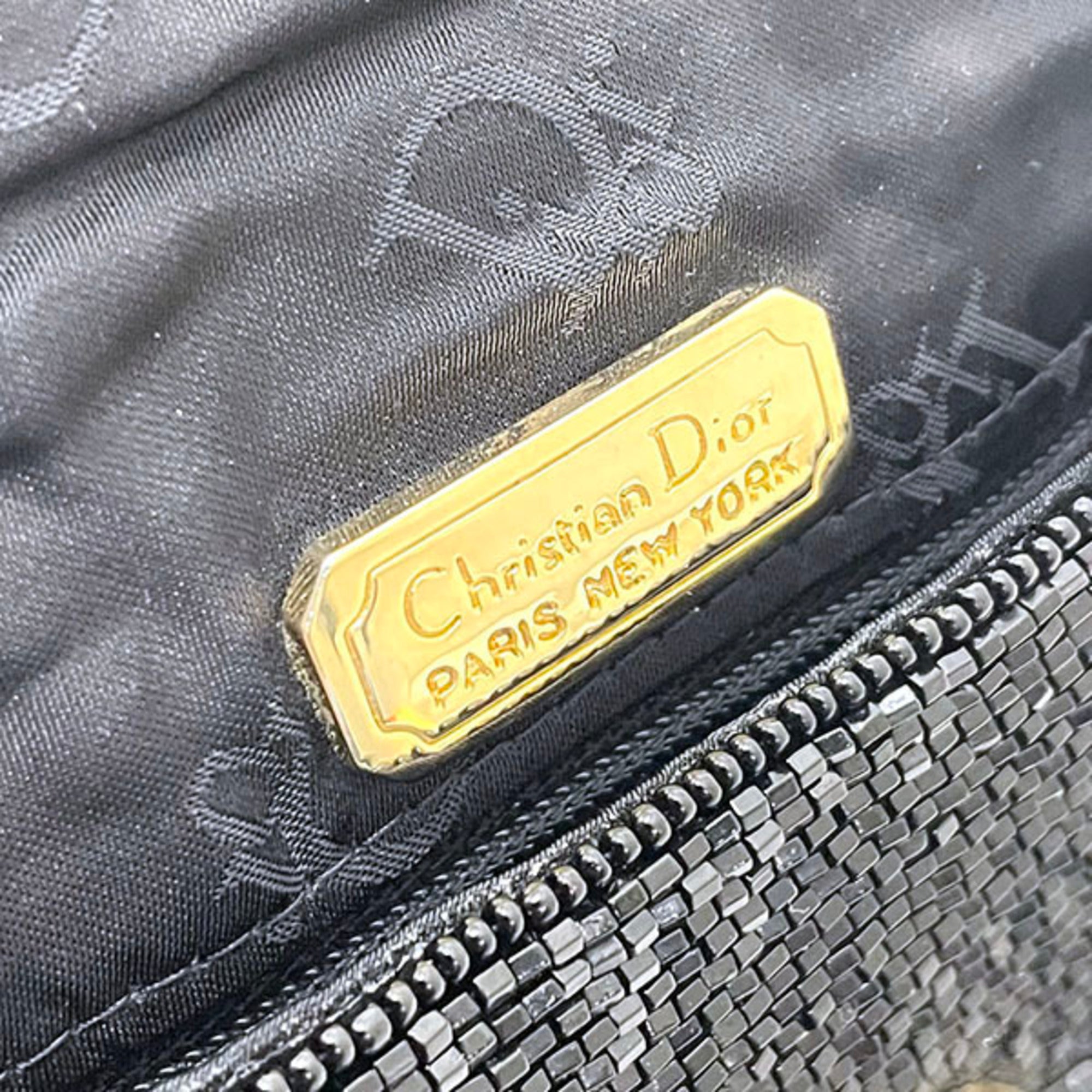 Christian Dior Black Multi-Color Beads Pochette Shoulder Bag (Pre-Owned)