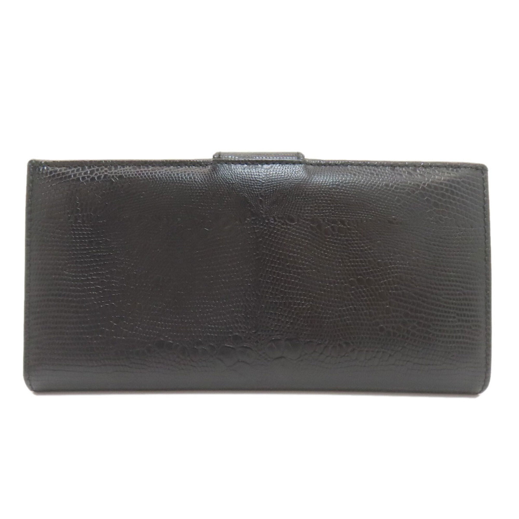 Salvatore Ferragamo Gancini Black Leather Long Wallet (Bi-Fold) (Pre-Owned)