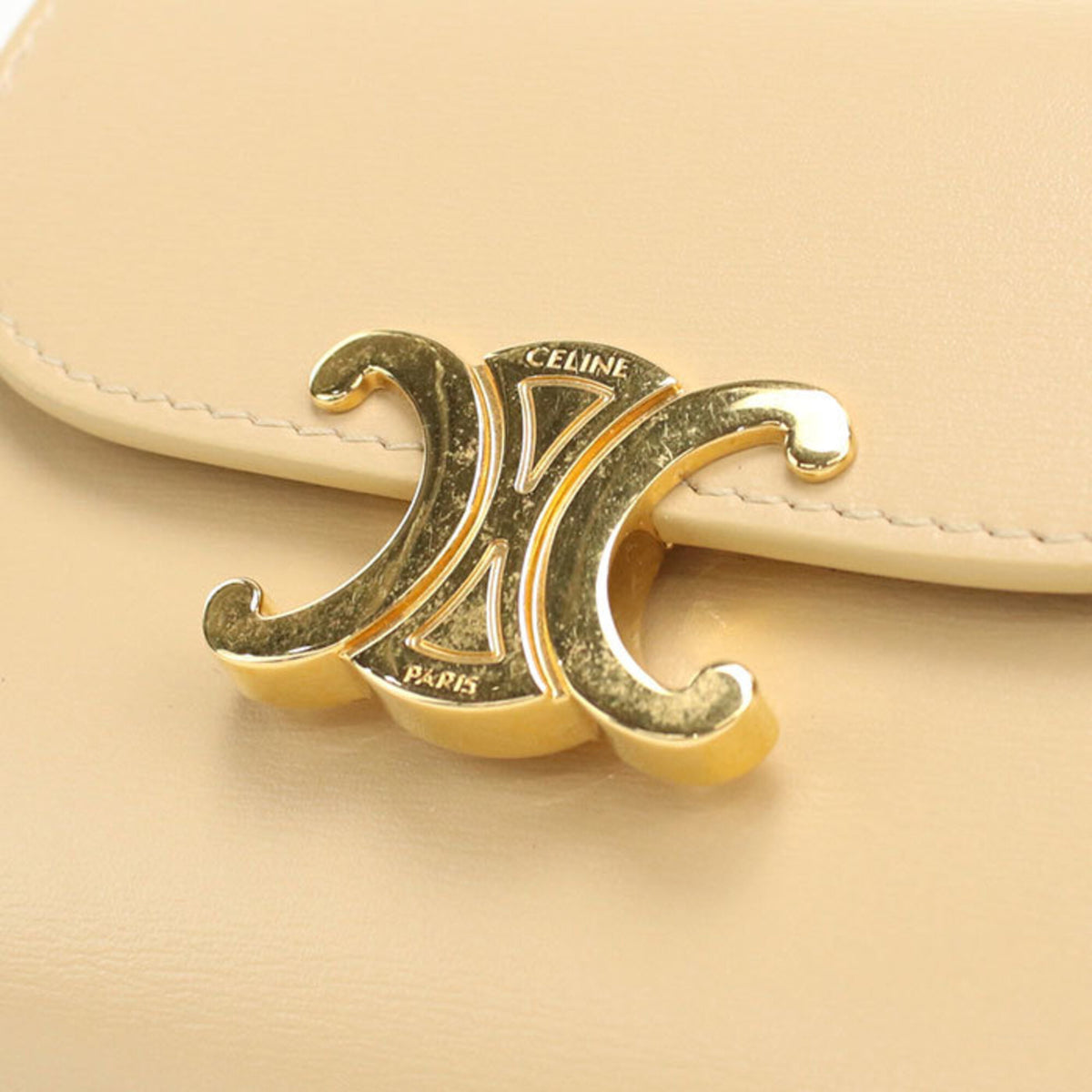 Celine Beige Leather Wallet (Tri-Fold) (Pre-Owned)