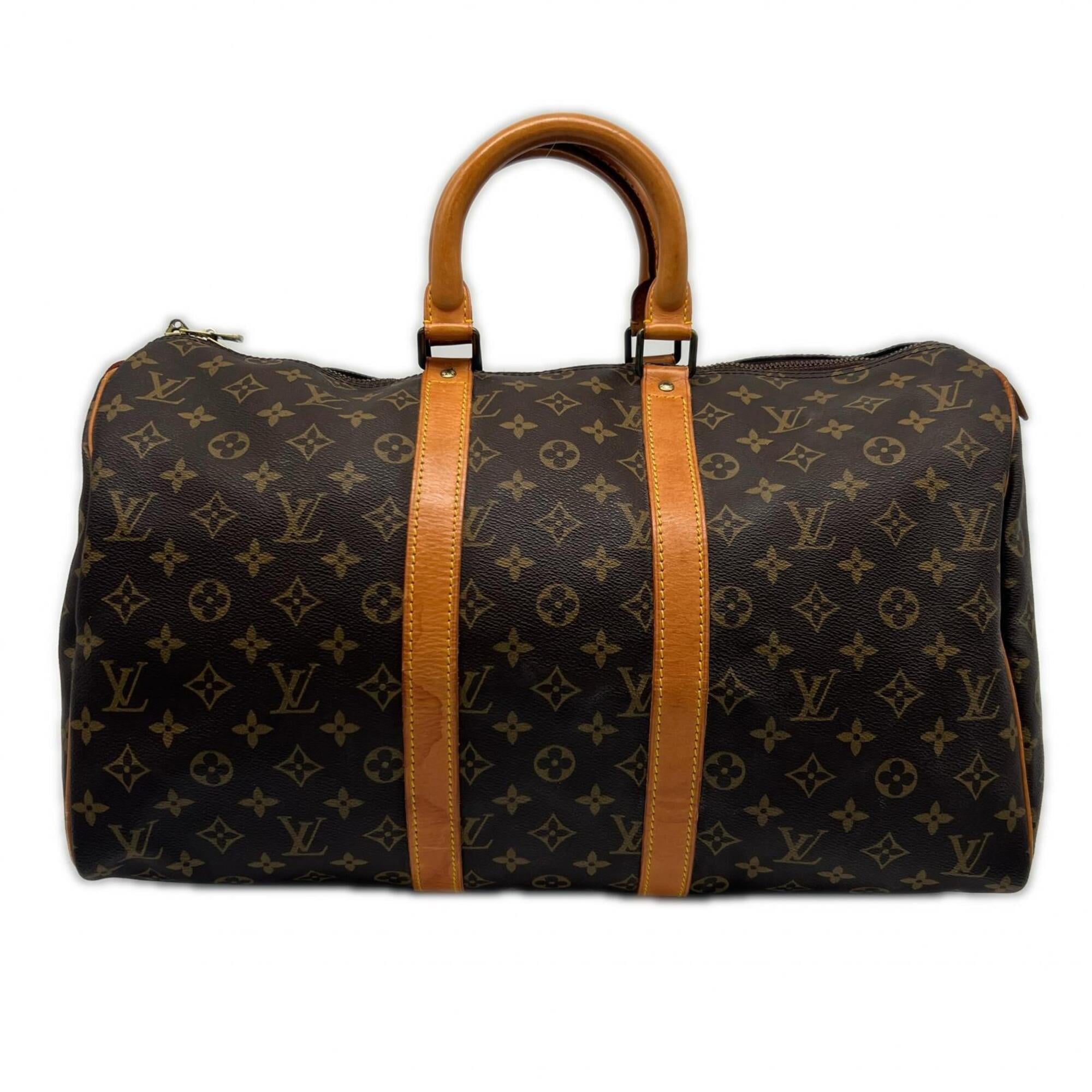 Louis Vuitton Monogram Brown Coated Canvas Leather Boston Bag (Pre-Owned)