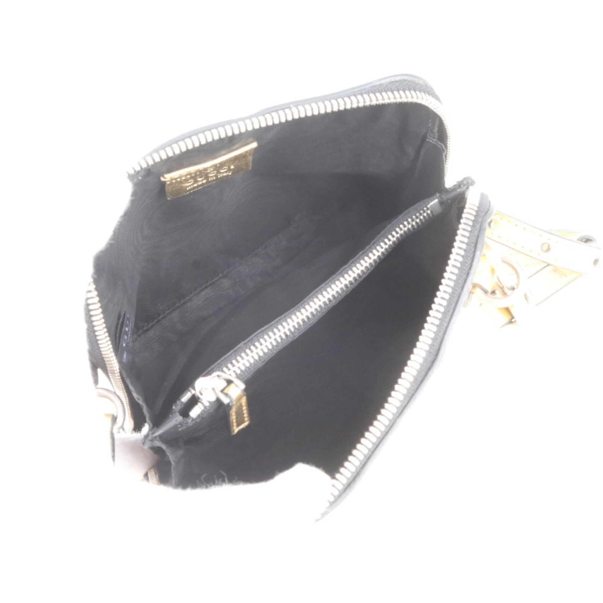Gucci Black Gold Leather Shoulder Bag (Pre-Owned)