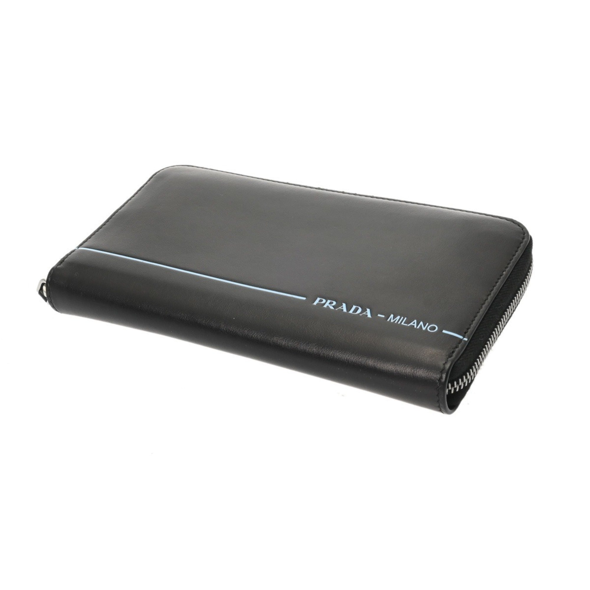Prada Black Leather Long Wallet (Bi-Fold) (Pre-Owned)