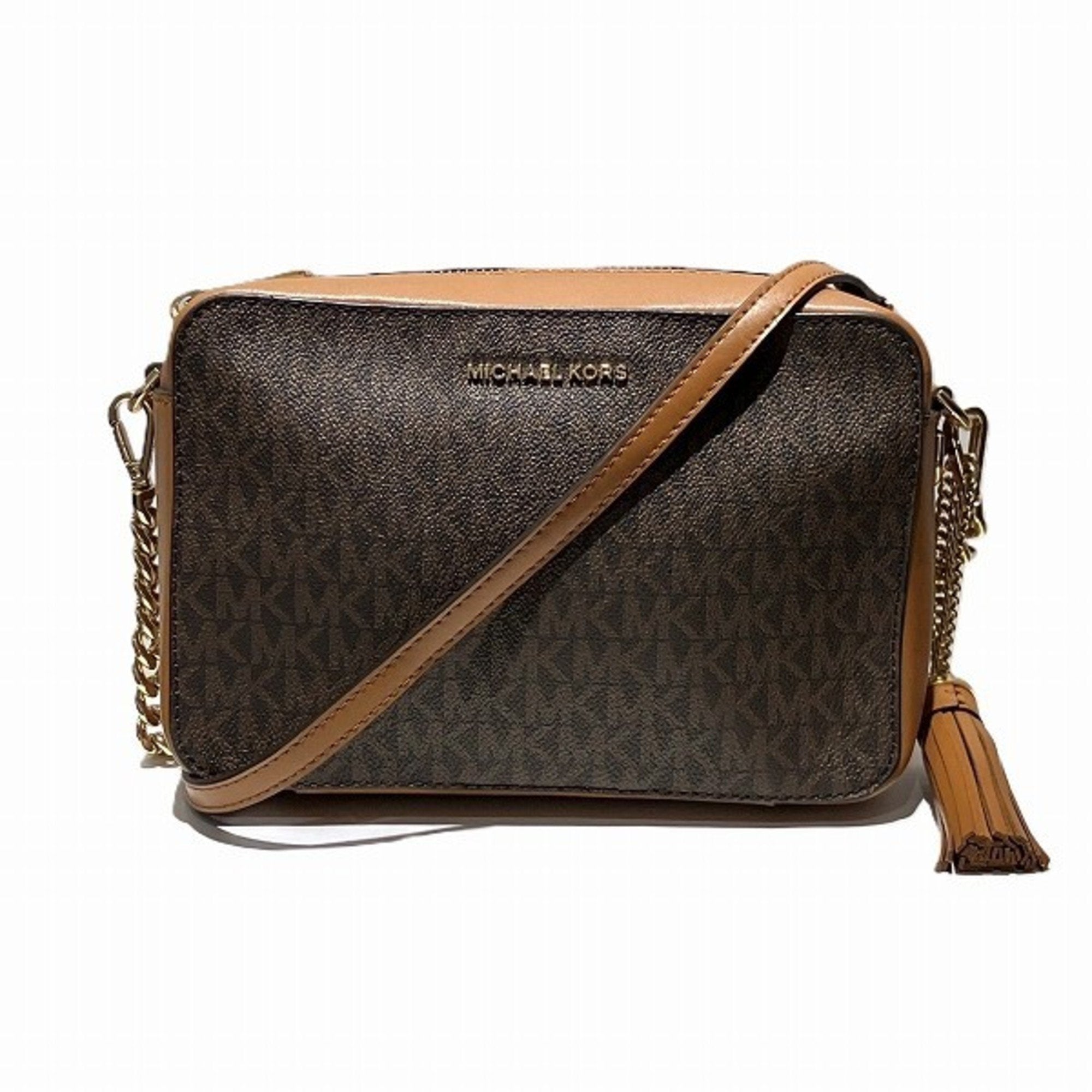 Michael Kors Brown Coated Canvas Leather Shoulder Bag (Pre-Owned)