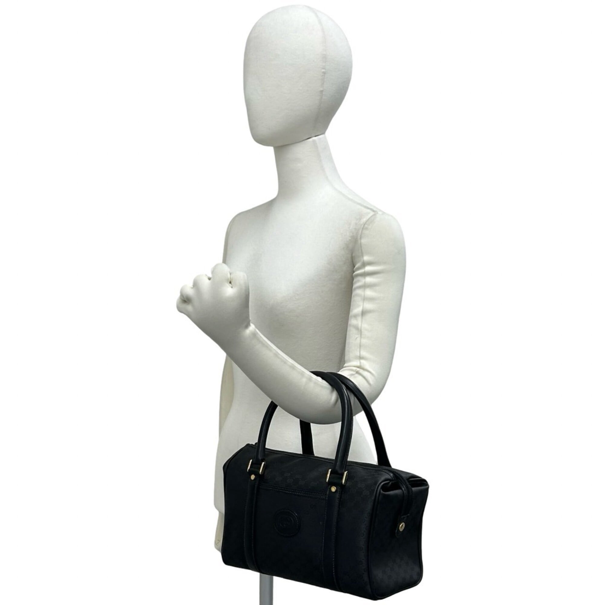 Gucci Black Pvc Leather Boston Bag Handbag (Pre-Owned)