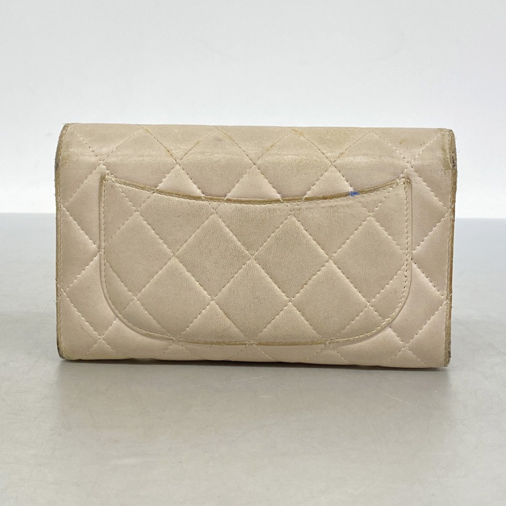 Chanel Pink Leather Long Wallet (Tri-Fold) (Pre-Owned)