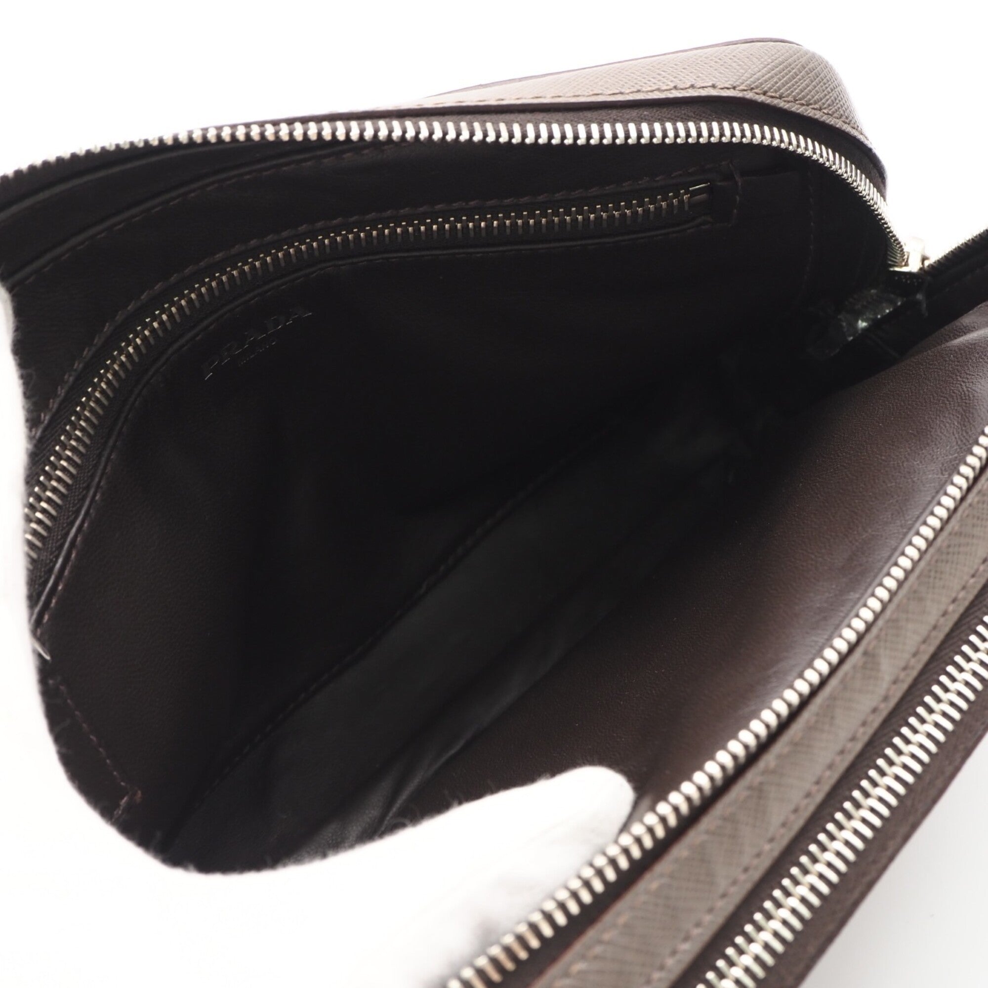 Prada Saffiano Grayish Saffiano Clutch Bag (Pre-Owned)