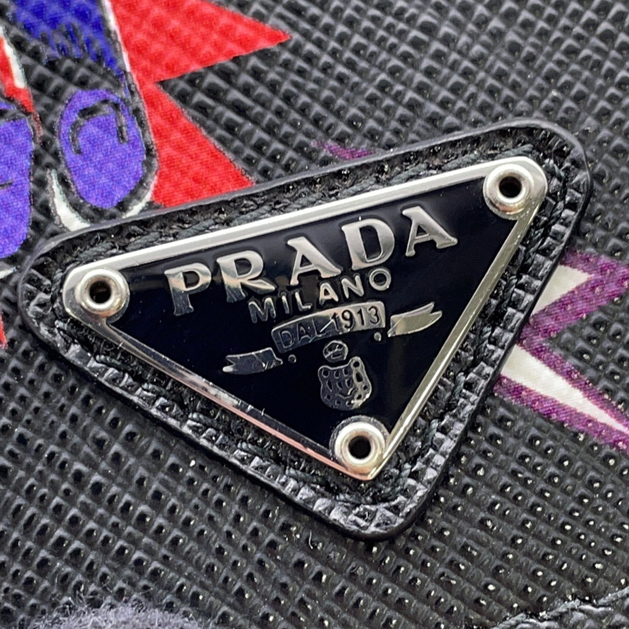 Prada Black Purple Saffiano Handbag (Pre-Owned)