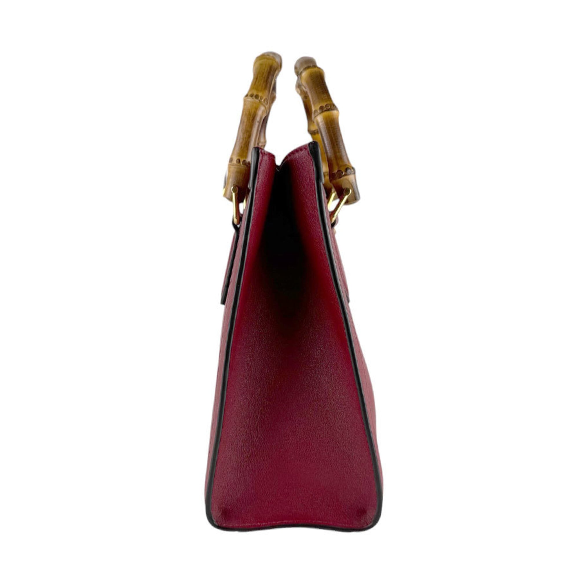 Gucci Red Color Leather Handbag Shoulder Bag Tote Bag (Pre-Owned)