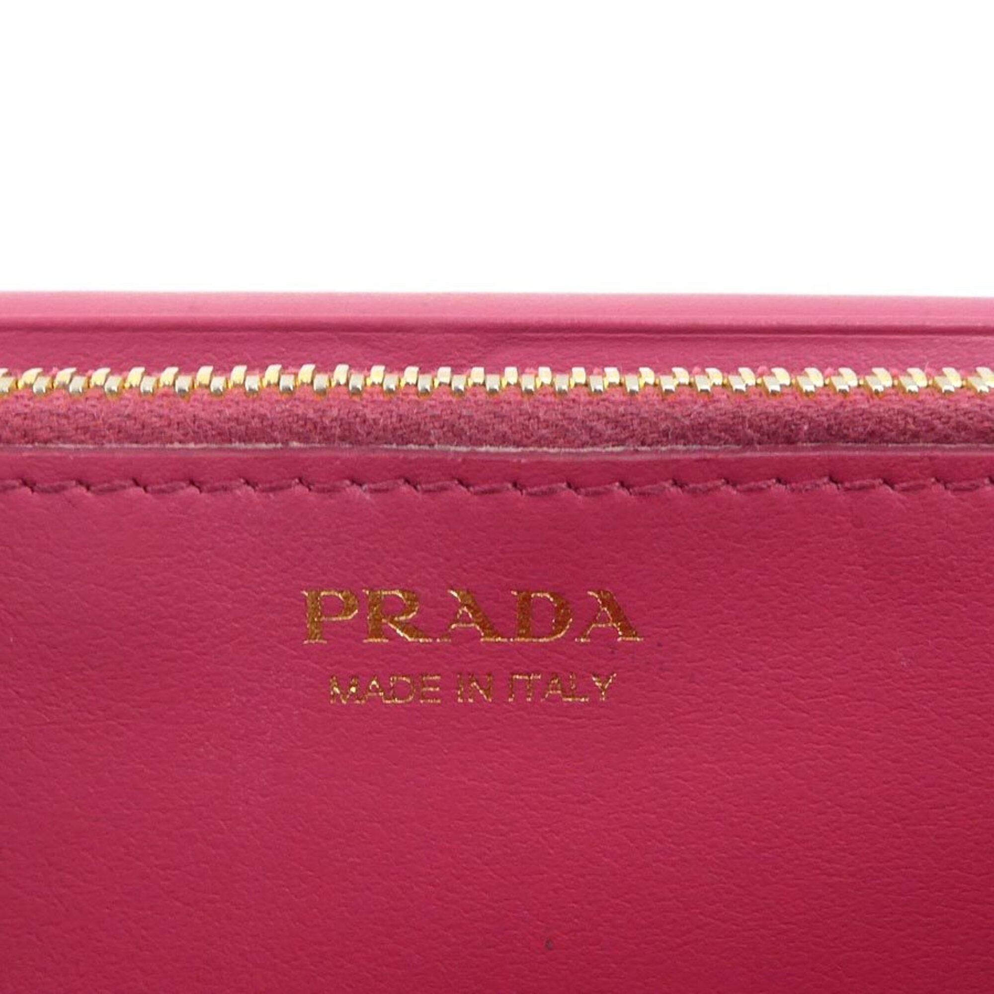 Prada Black Pink Leather Long Wallet (Bi-Fold) (Pre-Owned)