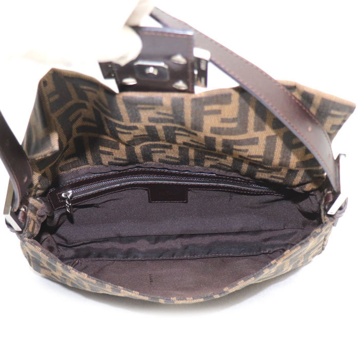 Fendi Brown Canvas Leather Shoulder Bag (Pre-Owned)