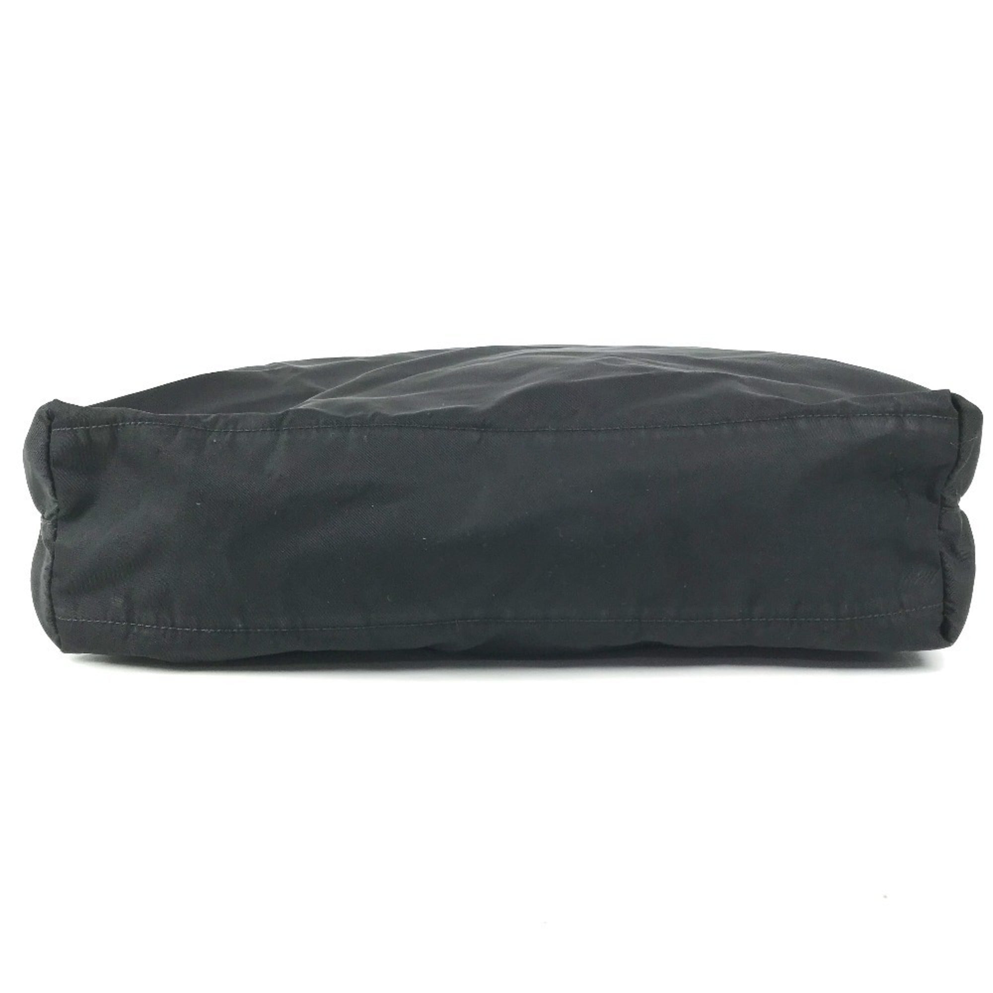 Prada Black Nylon Leather Shoulder Bag Tote Bag (Pre-Owned)