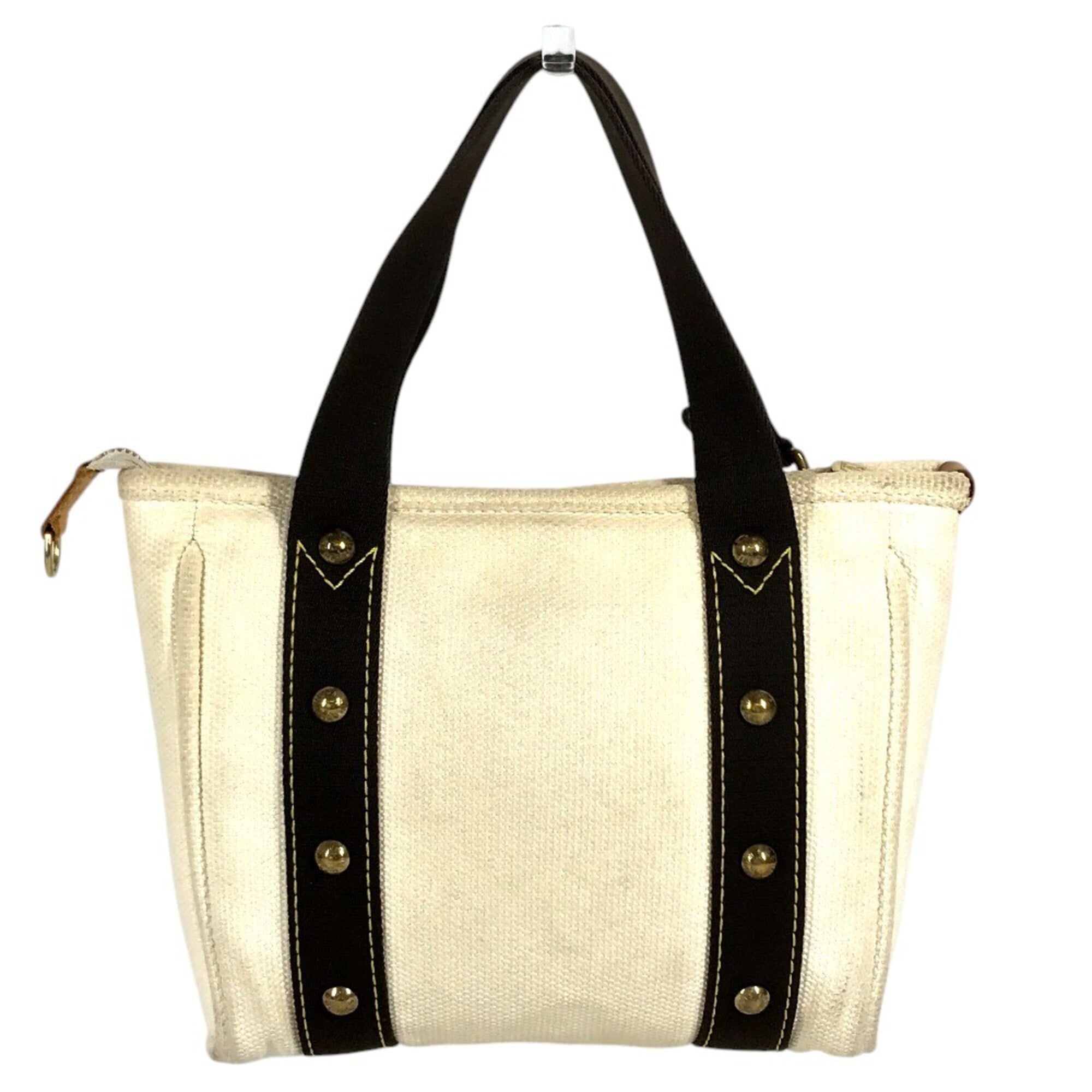 Louis Vuitton Brown White Cotton Handbag Tote Bag (Pre-Owned)