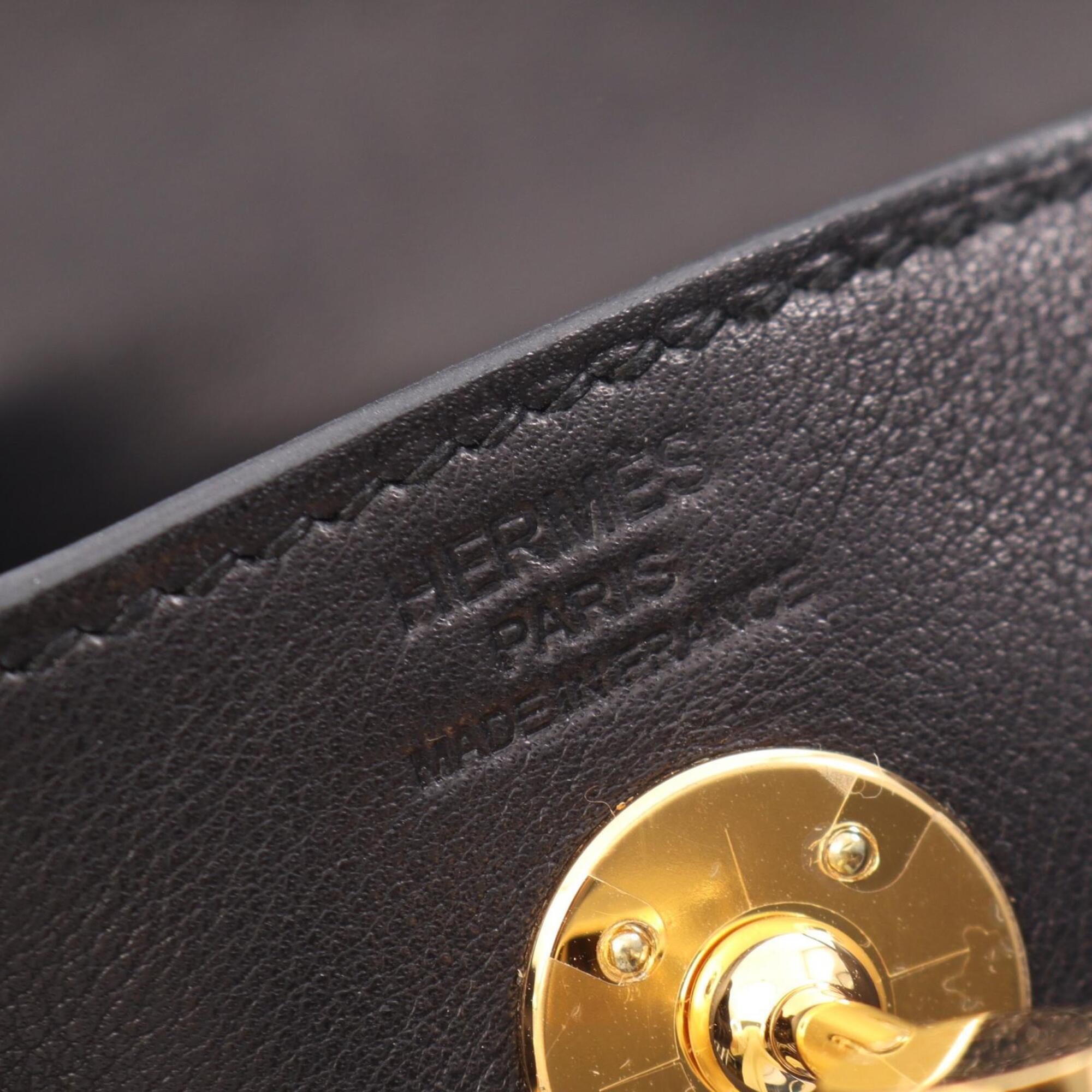 Hermes Black Leather Handbag Shoulder Bag (Pre-Owned)