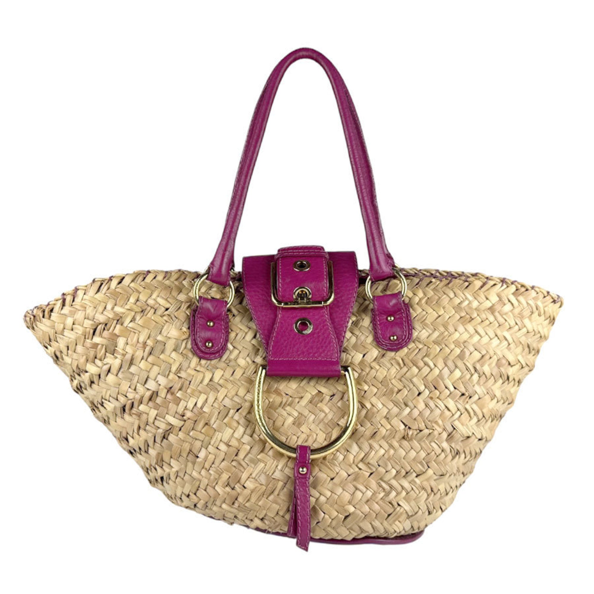 Dolce & Gabbana Purple Straw Leather Shoulder Bag (Pre-Owned)