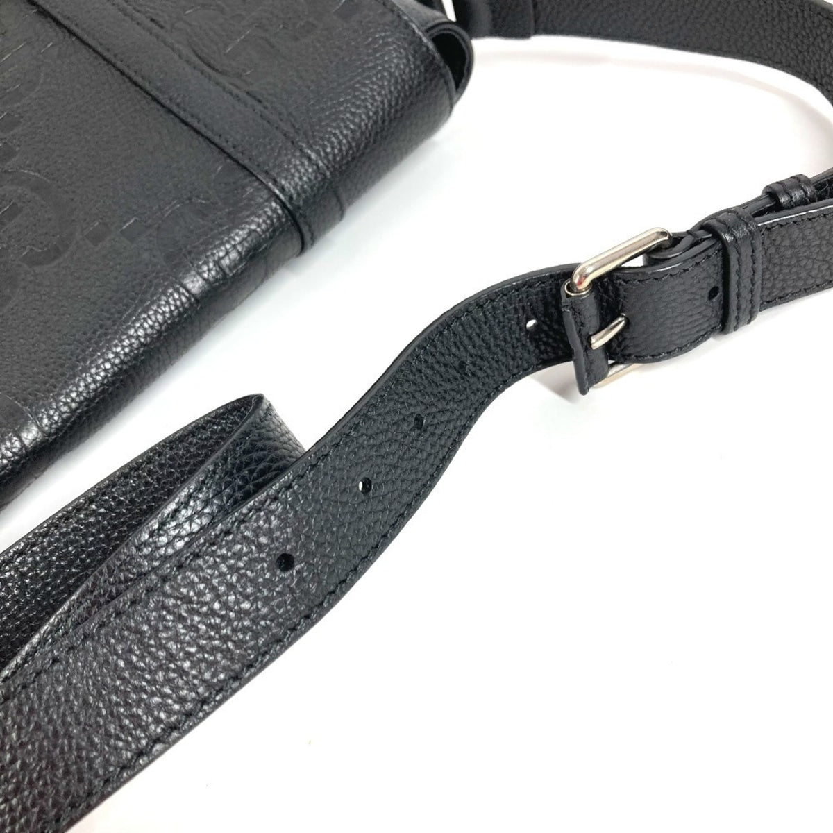 Gucci Black Leather Messenger Bag Shoulder Bag (Pre-Owned)