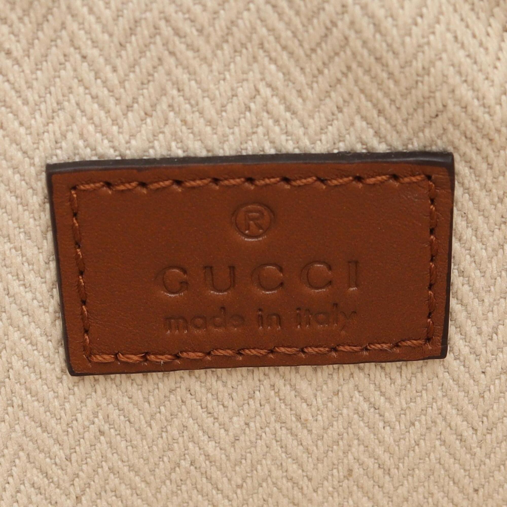 Gucci Beige Brown Coated Canvas Leather Handbag Shoulder Bag (Pre-Owned)