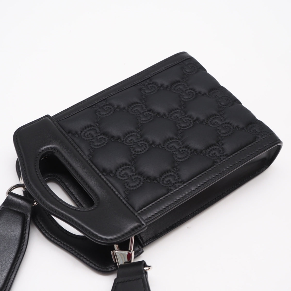 Gucci Black Purple Nylon Leather Shoulder Bag (Pre-Owned)