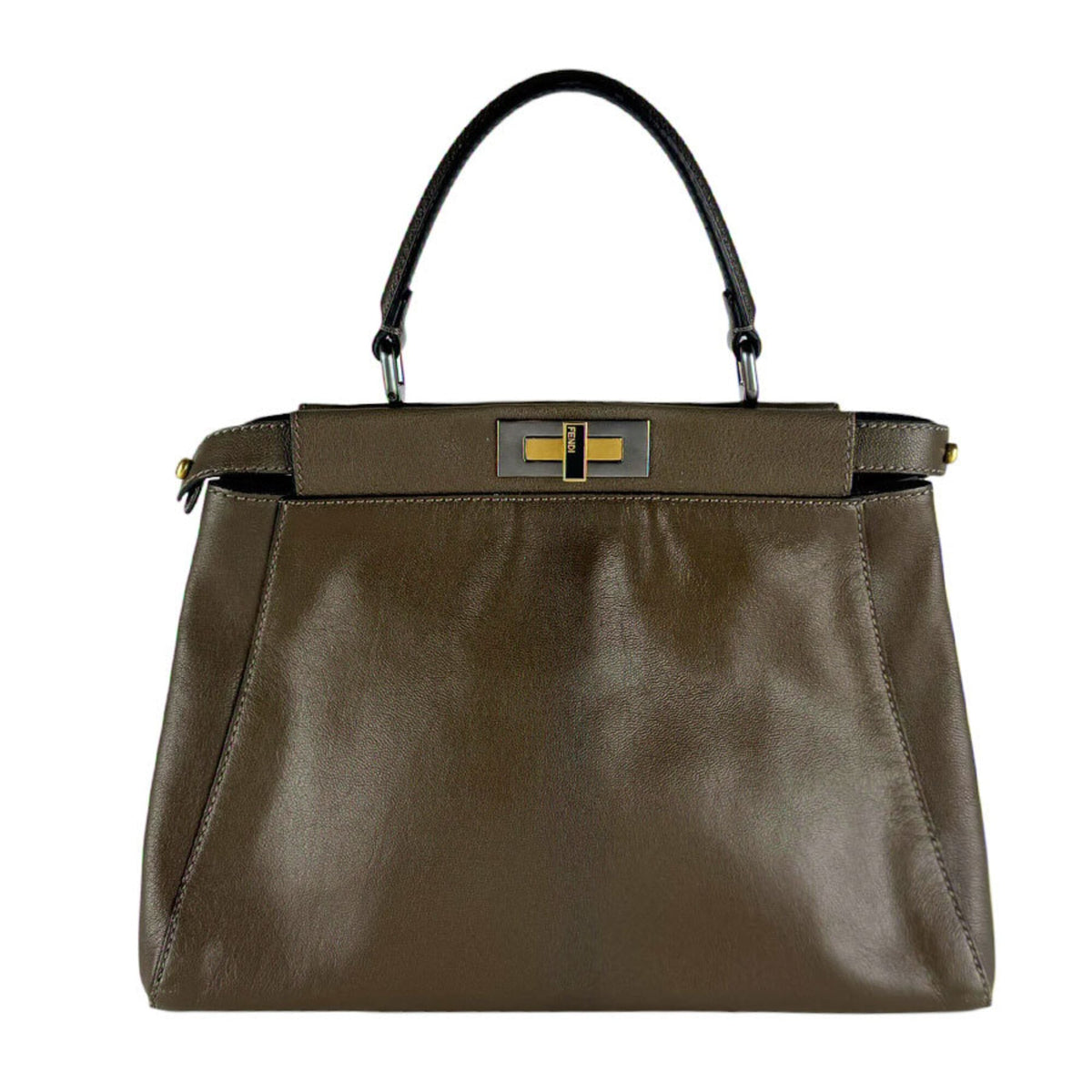 Fendi Khaki Brown Leather Handbag Shoulder Bag (Pre-Owned)