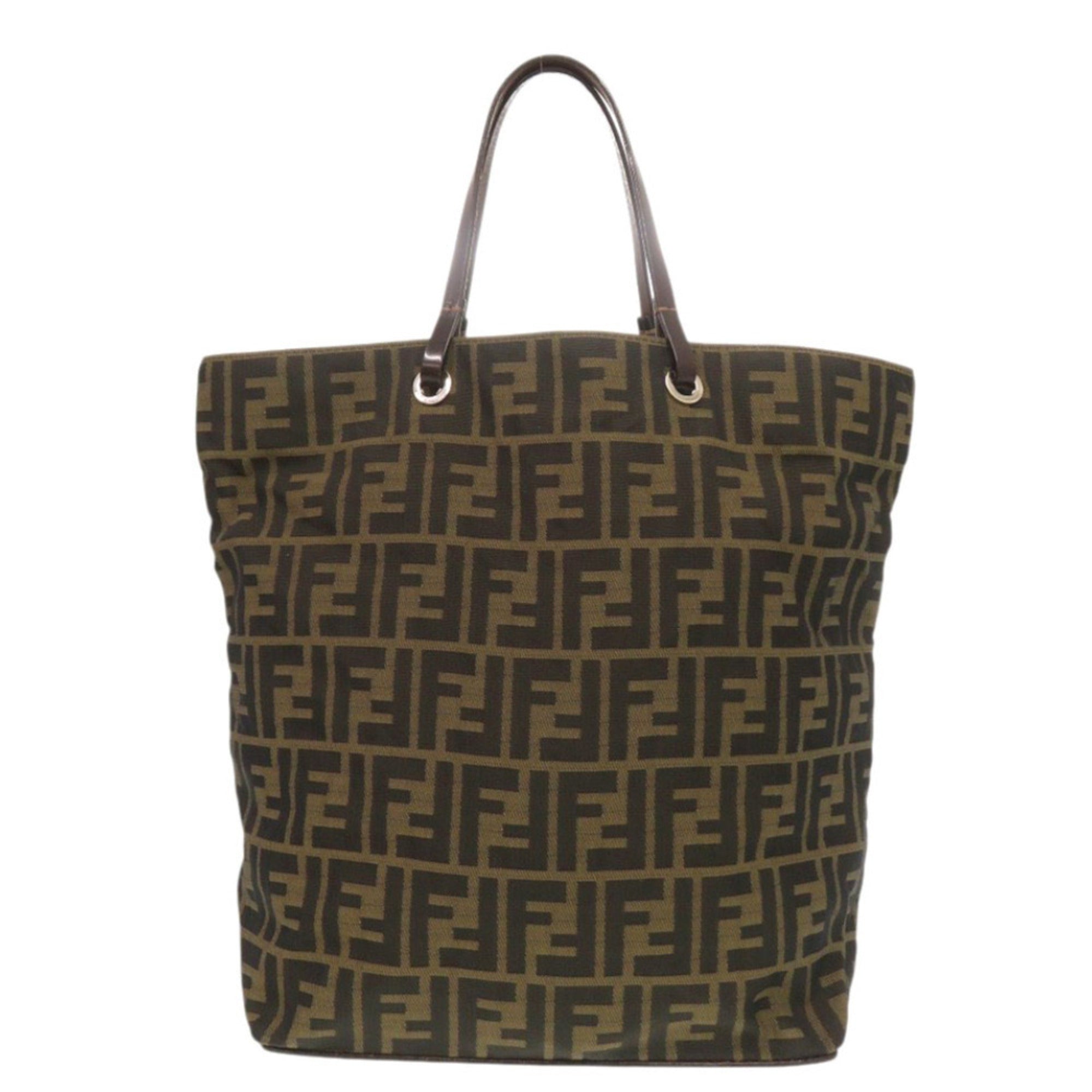 Fendi Brown Canvas Leather Tote Bag (Pre-Owned)