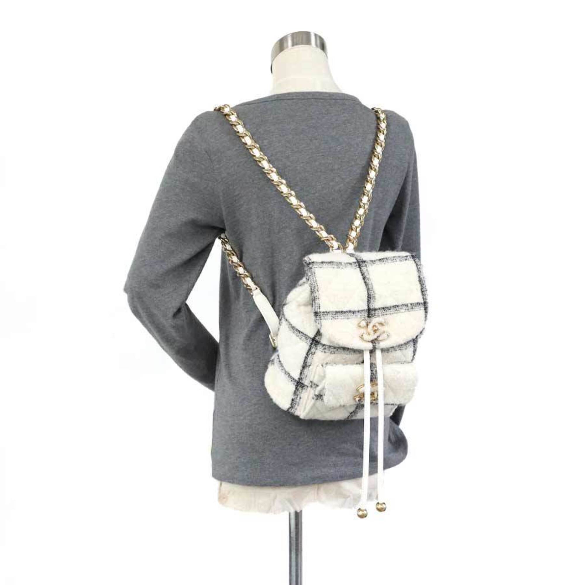 Chanel Black White Tweed Backpack (Pre-Owned)