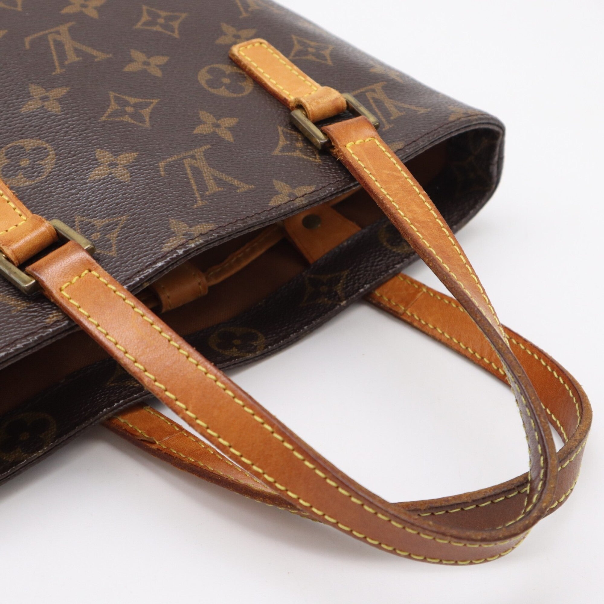 Louis Vuitton Monogram Beige Brown Coated Canvas Leather Handbag (Pre-Owned)
