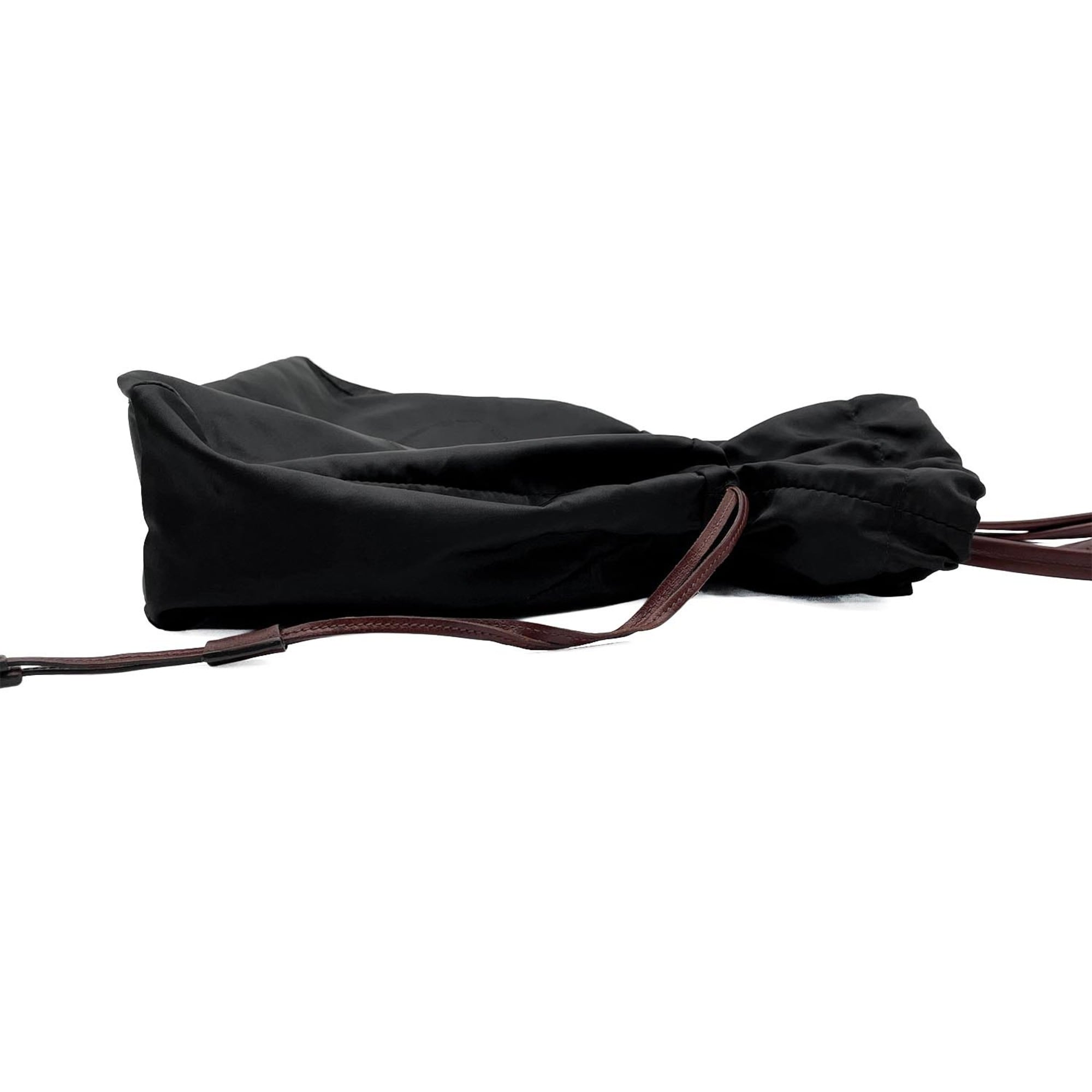 Prada Black Brown Nylon Leather Tote Bag (Pre-Owned)
