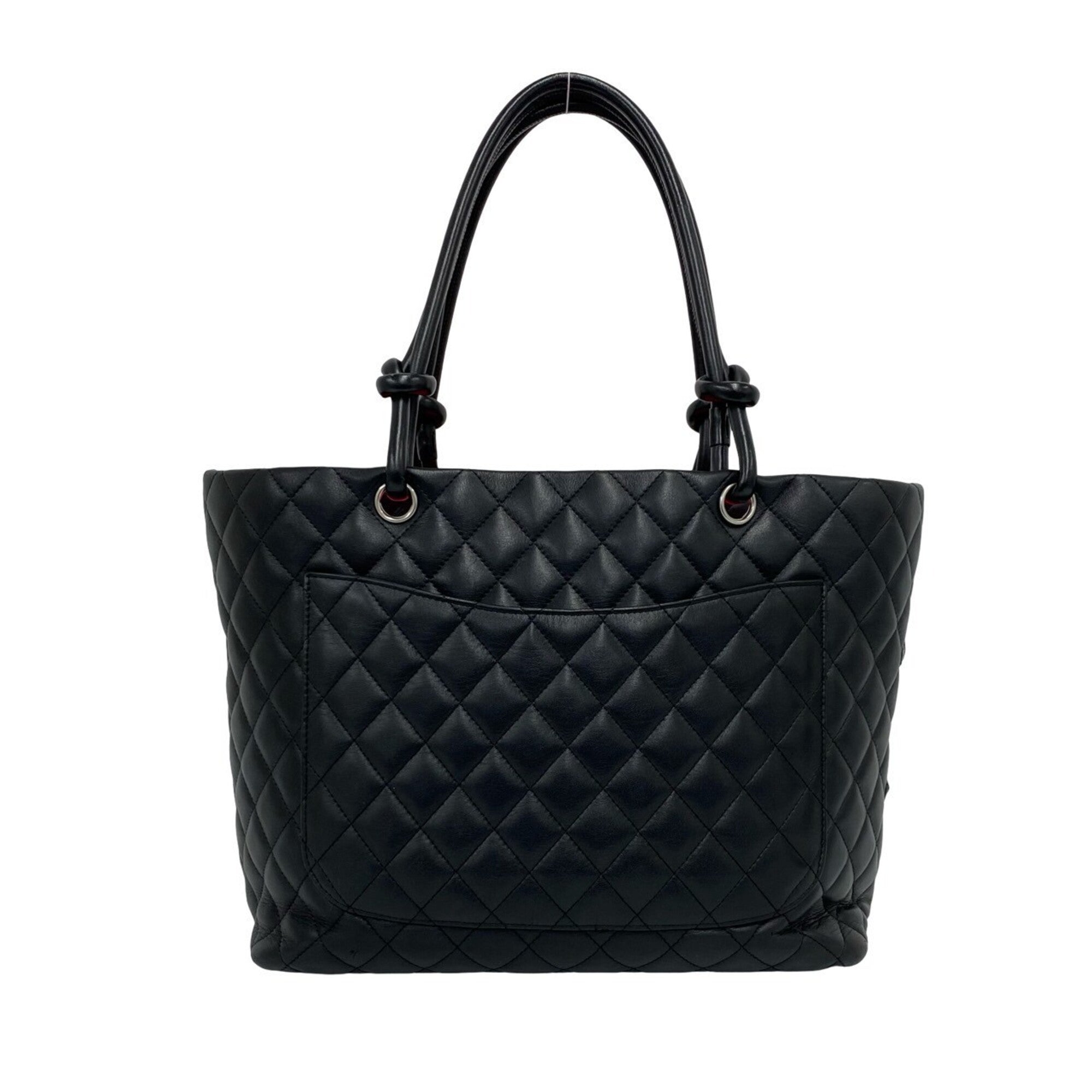 Chanel Black Leather Handbag Tote Bag (Pre-Owned)