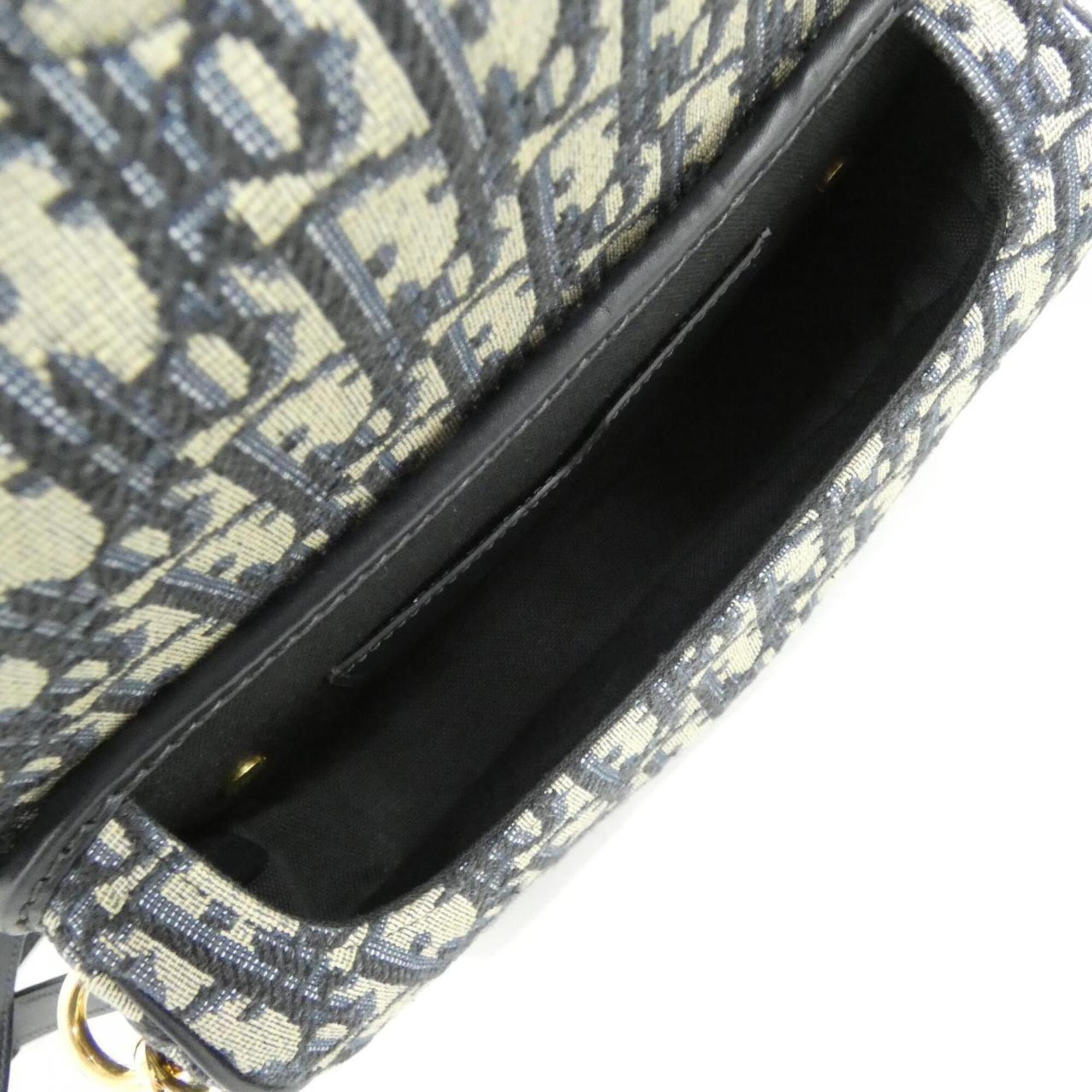 Christian Dior Blue Canvas Leather Shoulder Bag (Pre-Owned)