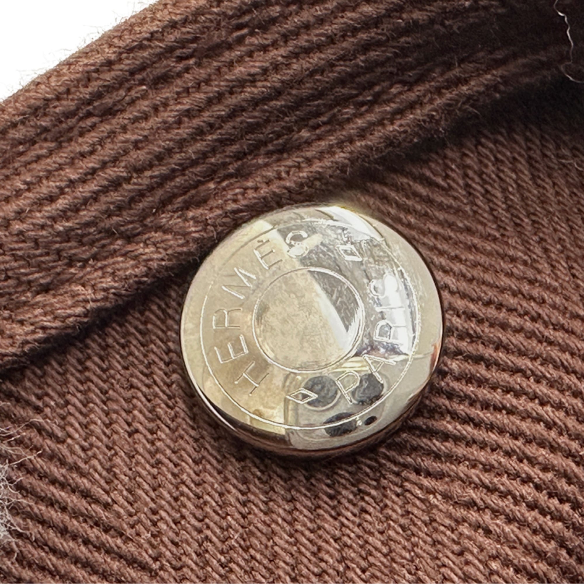 Hermes Brown White Canvas Handbag Pouch (Pre-Owned)