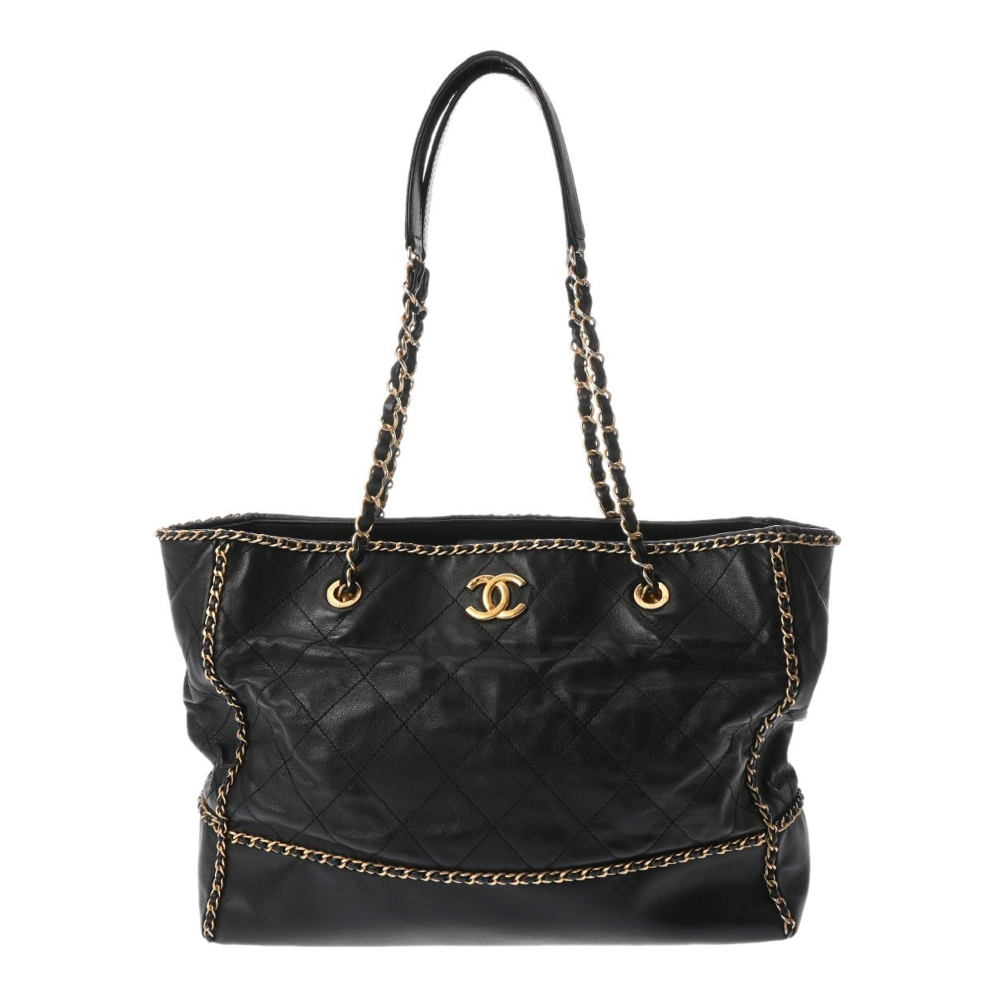 Chanel Matelasse Black Leather Handbag (Pre-Owned)