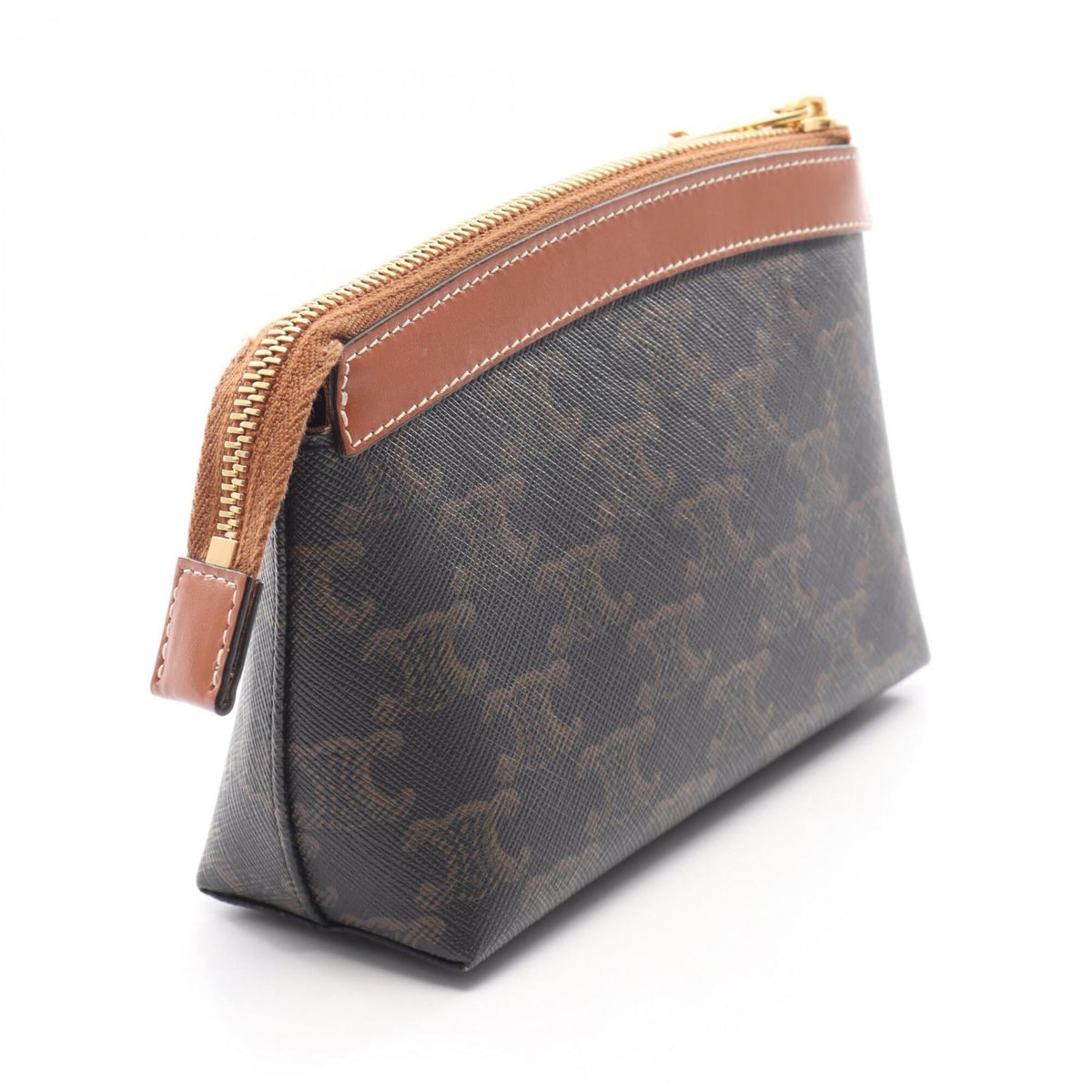 Celine Black Brown Leather Pvc Handbag Pouch (Pre-Owned)