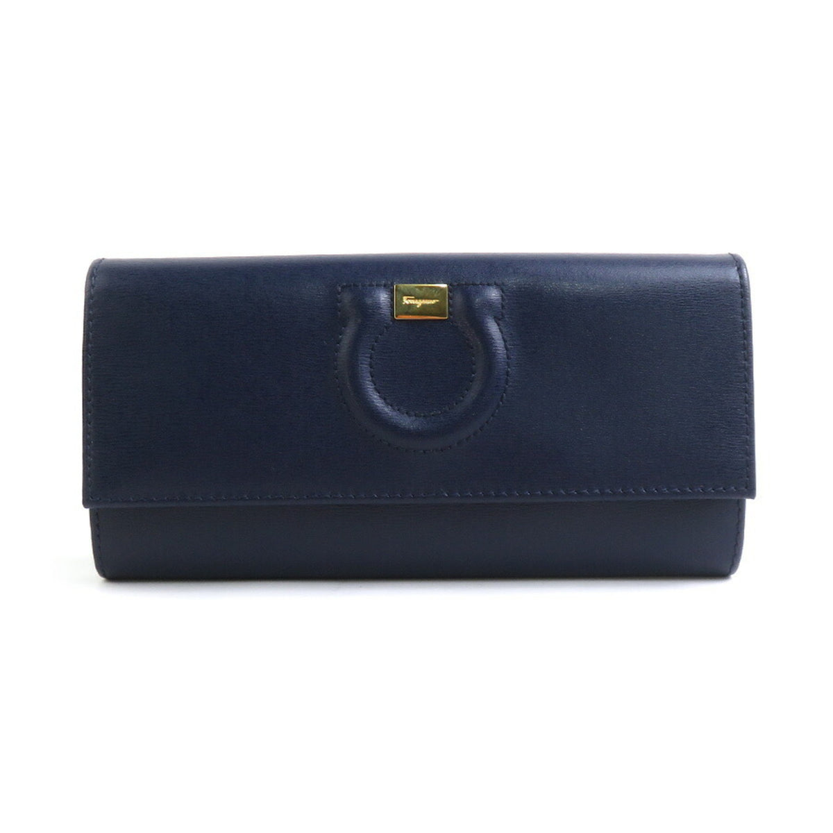Salvatore Ferragamo Navy Leather Long Wallet (Bi-Fold) (Pre-Owned)