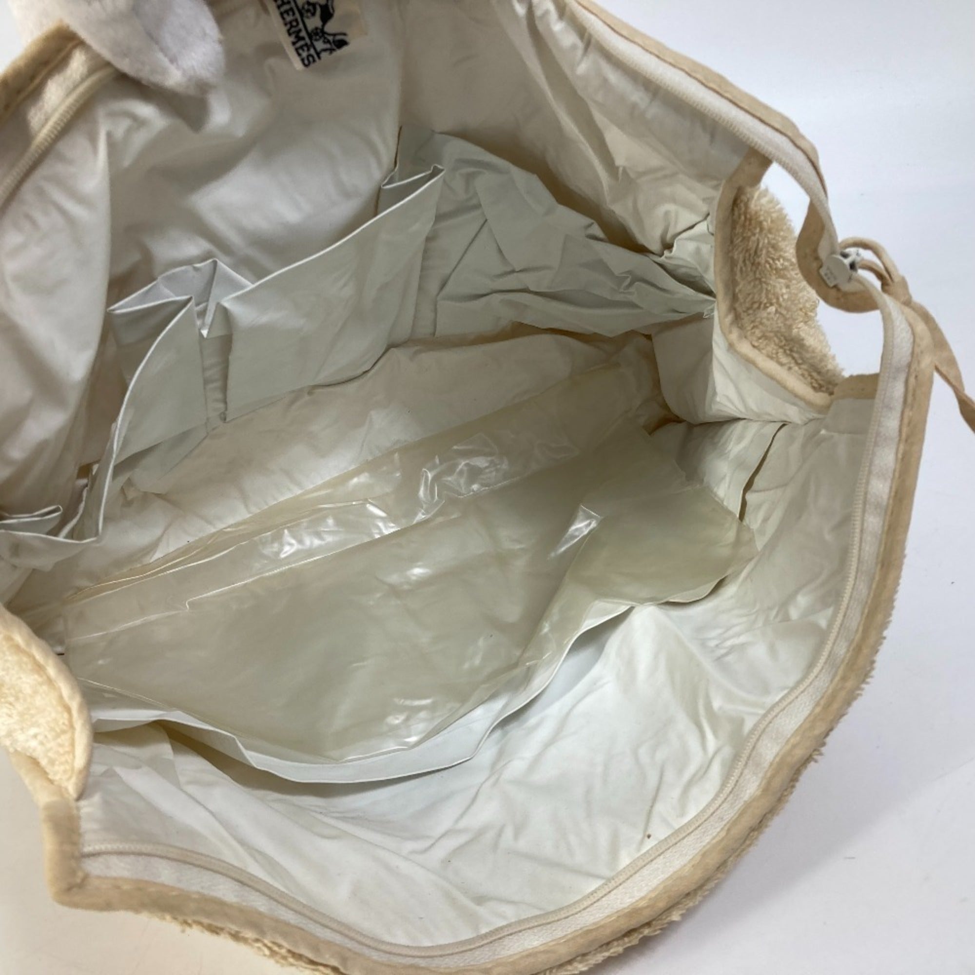 Hermes Beige Pile Fabric Clutch Bag Pouch (Pre-Owned)