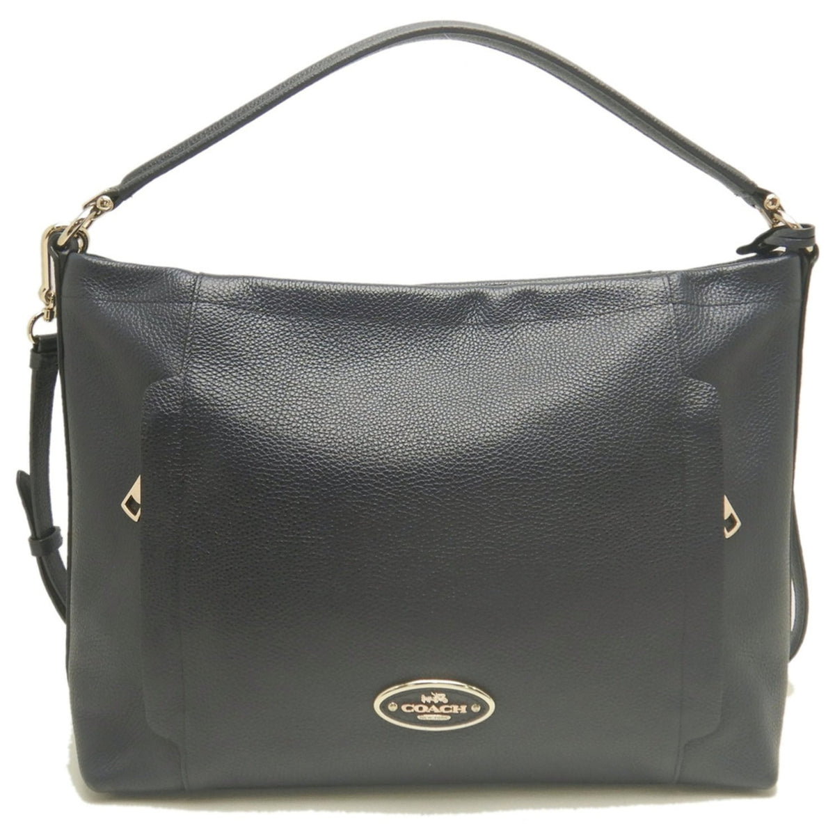 Coach Navy Leather Shoulder Bag (Pre-Owned)
