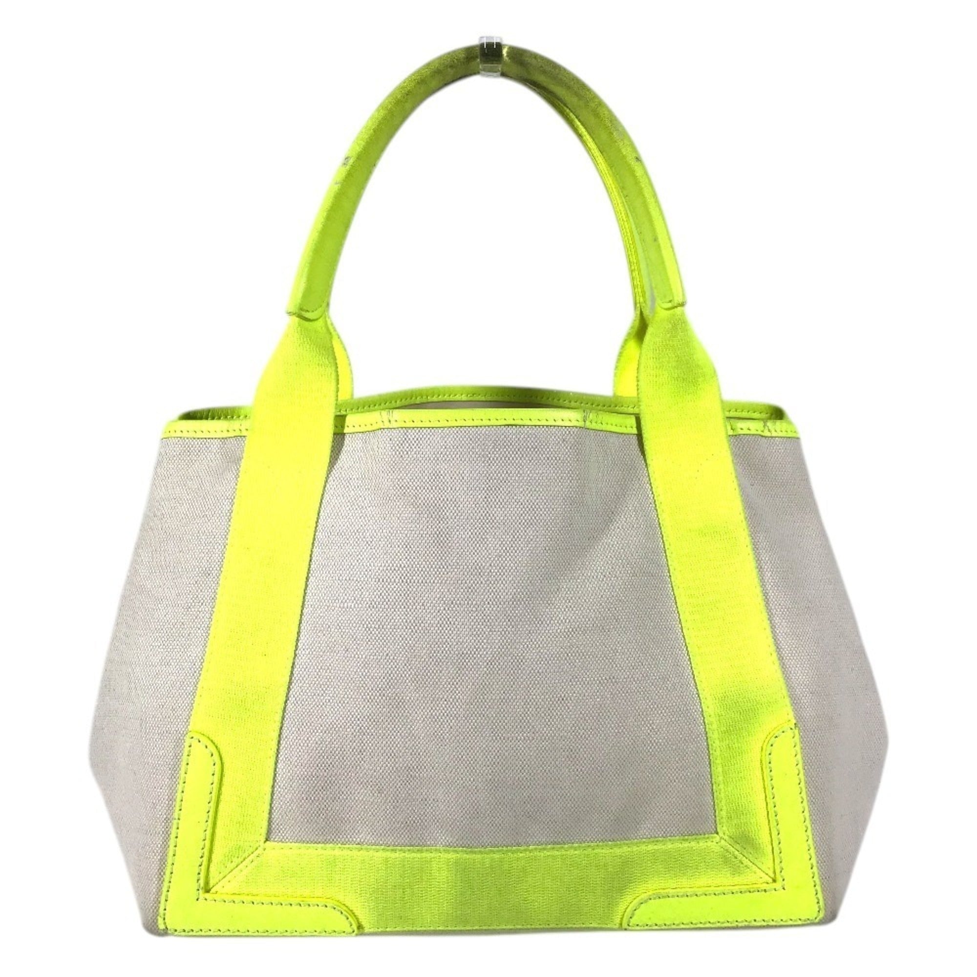 Balenciaga White Yellow Leather Canvas Handbag Tote Bag (Pre-Owned)