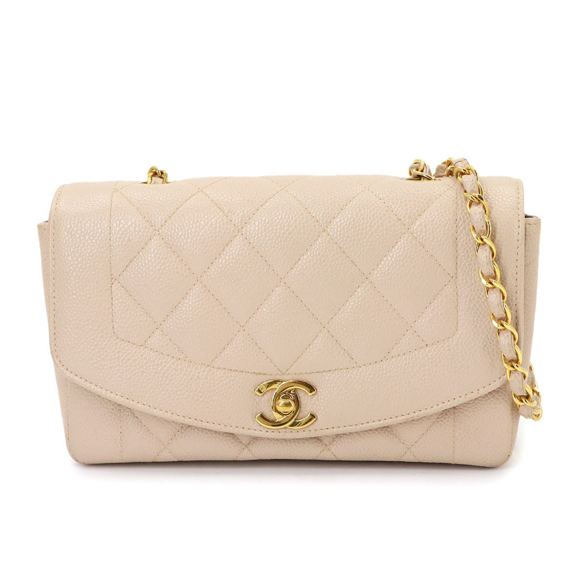 Chanel Pink Beige Grained Calfskin Shoulder Bag (Pre-Owned)