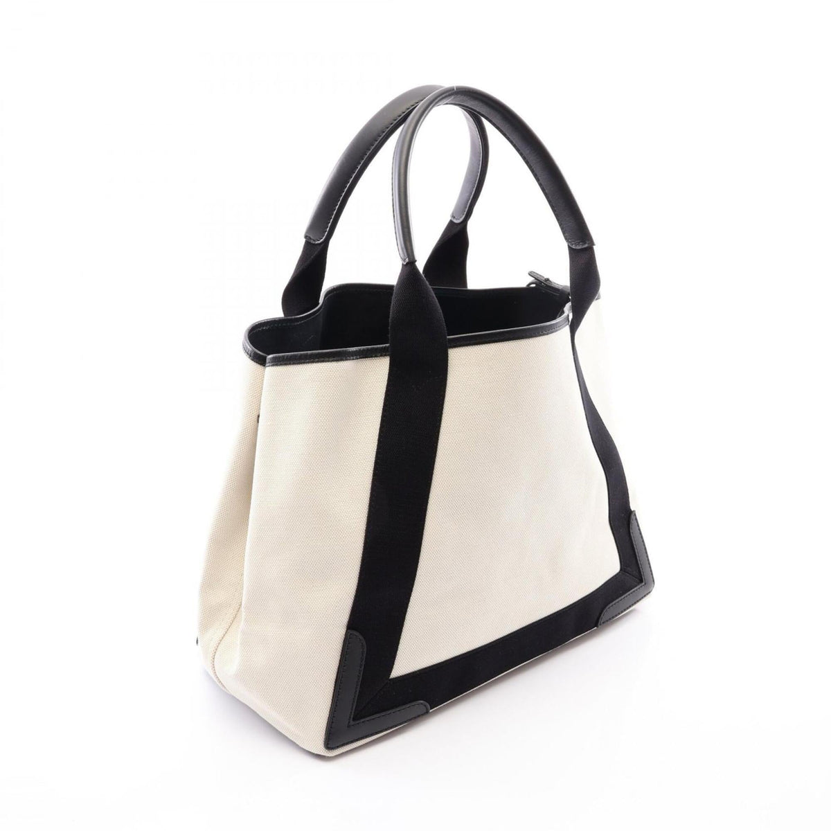 Balenciaga Black Ivory Canvas Leather Handbag Pouch Tote Bag (Pre-Owned)