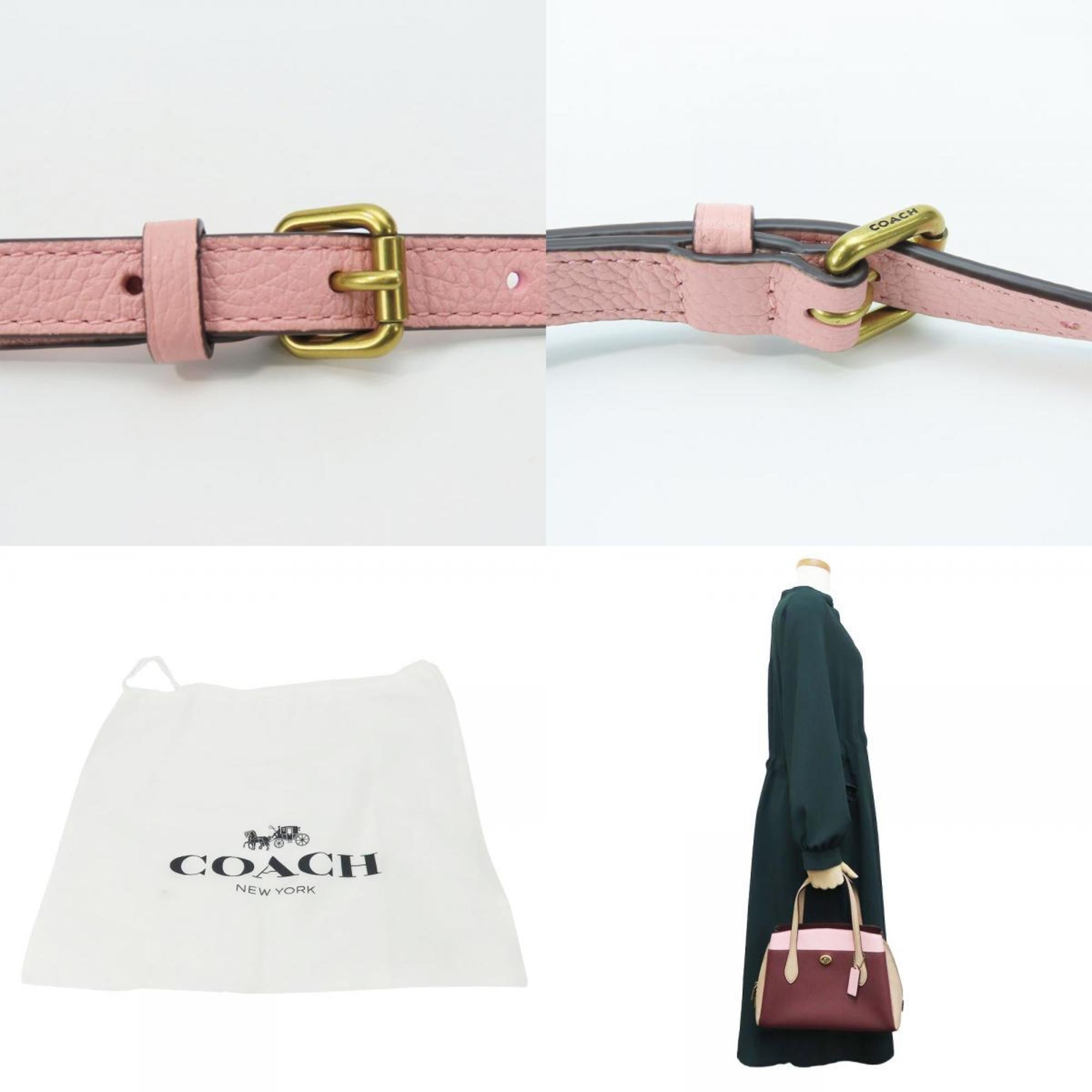 Coach Beige Multi-Color Pink Wine Leather Handbag (Pre-Owned)