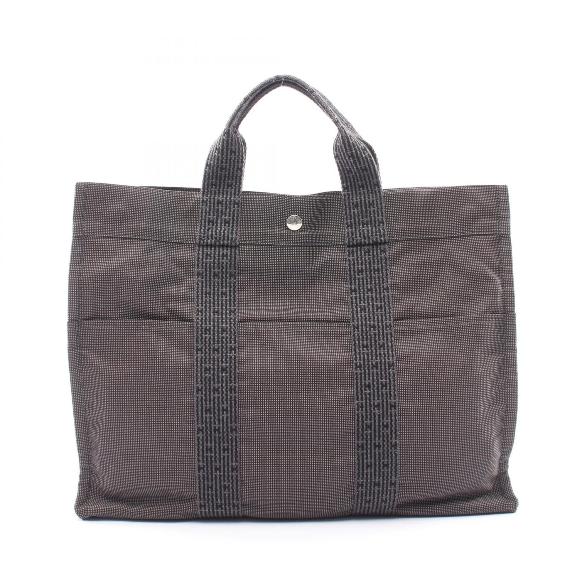 Hermes Gray Nylon Canvas Handbag Tote Bag (Pre-Owned)