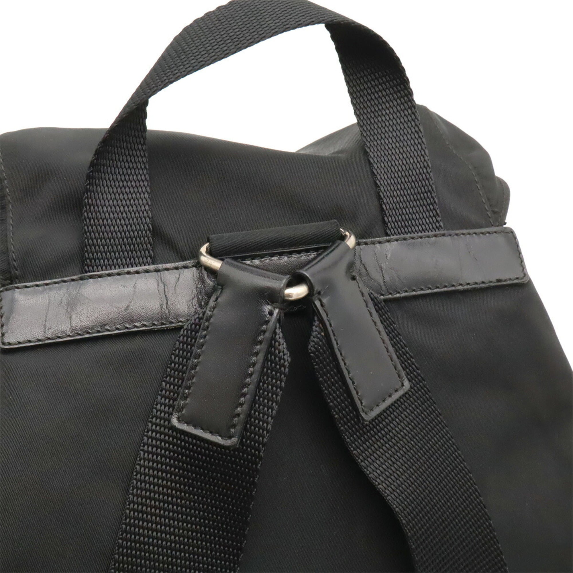 Prada Black Nero Nylon Leather Backpack (Pre-Owned)
